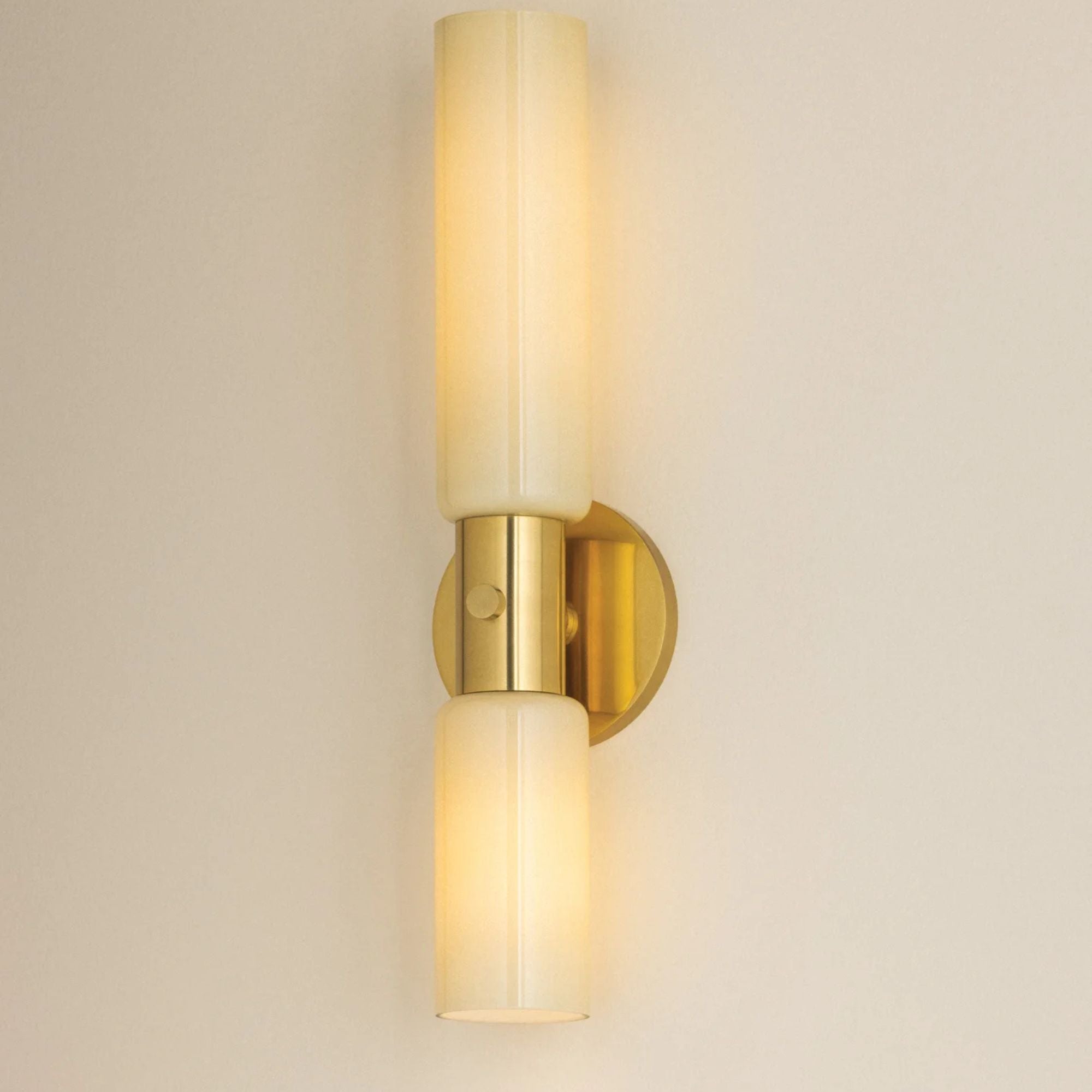 Mitzi Violetta 18 in. Wall Sconce, Aged Brass with Cream Opal Glass