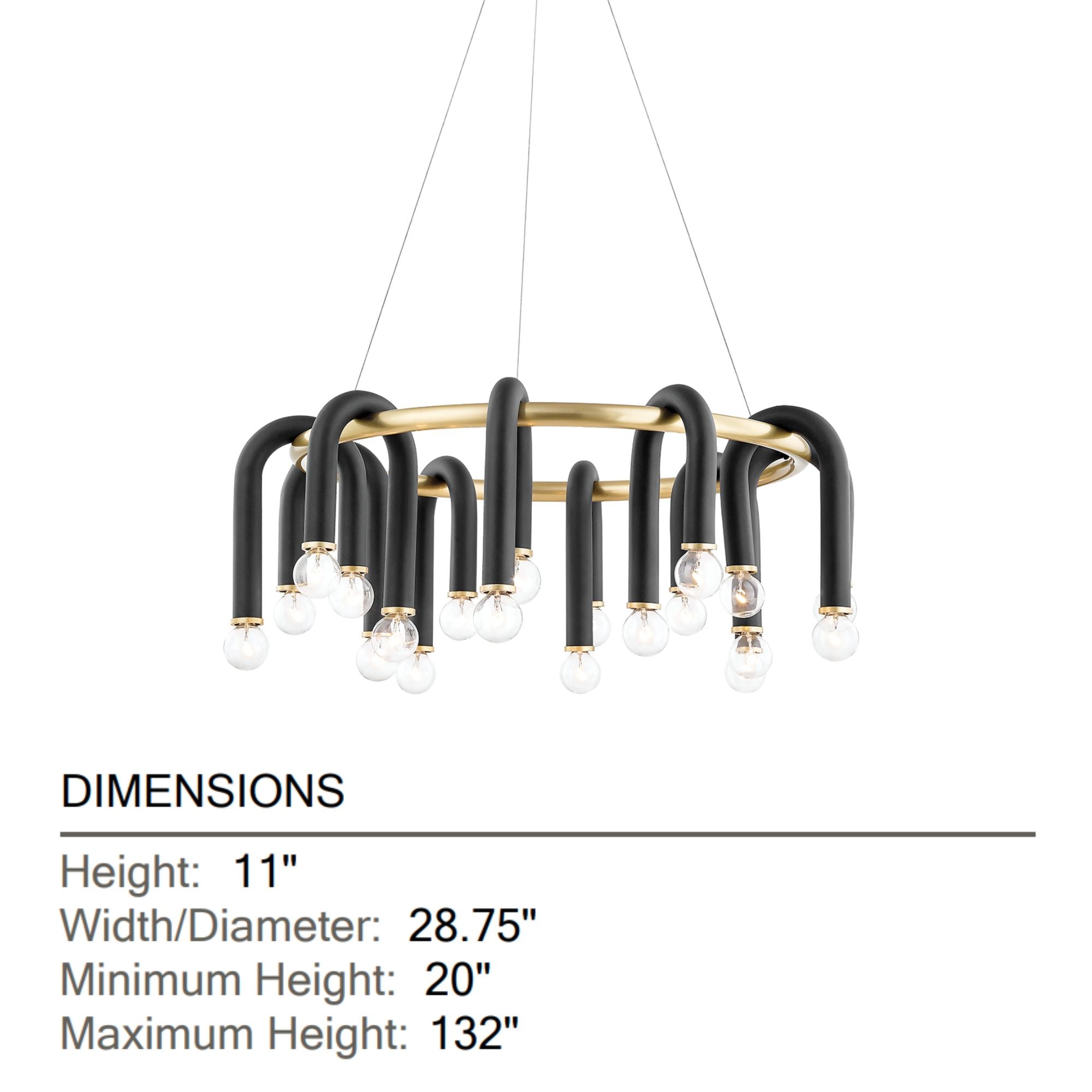 Mitzi - Whit 29" 20-Light Chandelier, Aged Brass/Black Finish | Bees Lighting