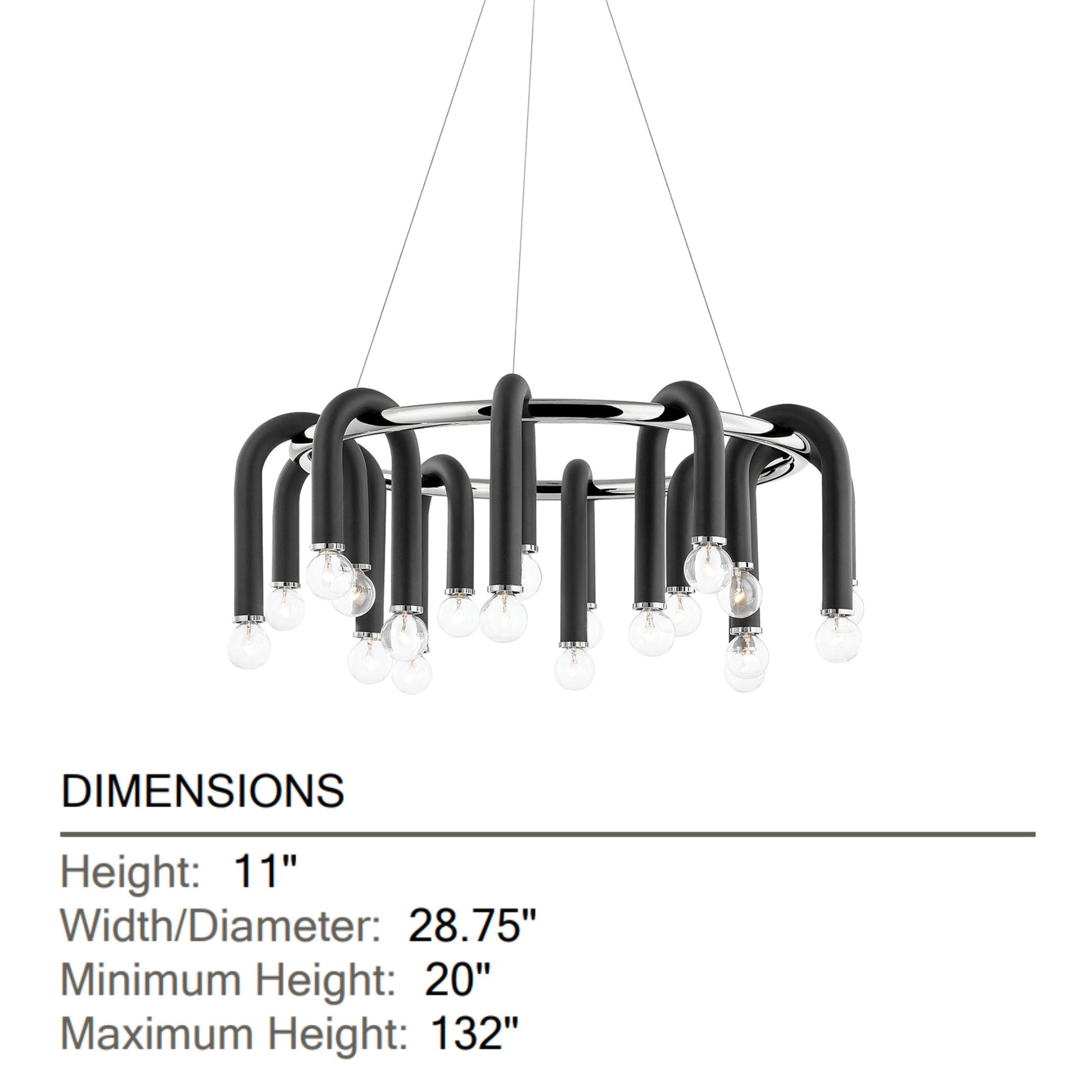 Mitzi - Whit 29" 20-Light Chandelier, Polished Nickel/Black Finish | Bees Lighting