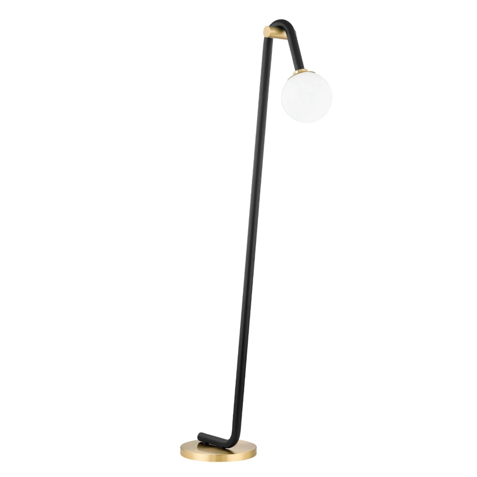 Whit 60" Floor Lamp, Aged Brass/Black Finish