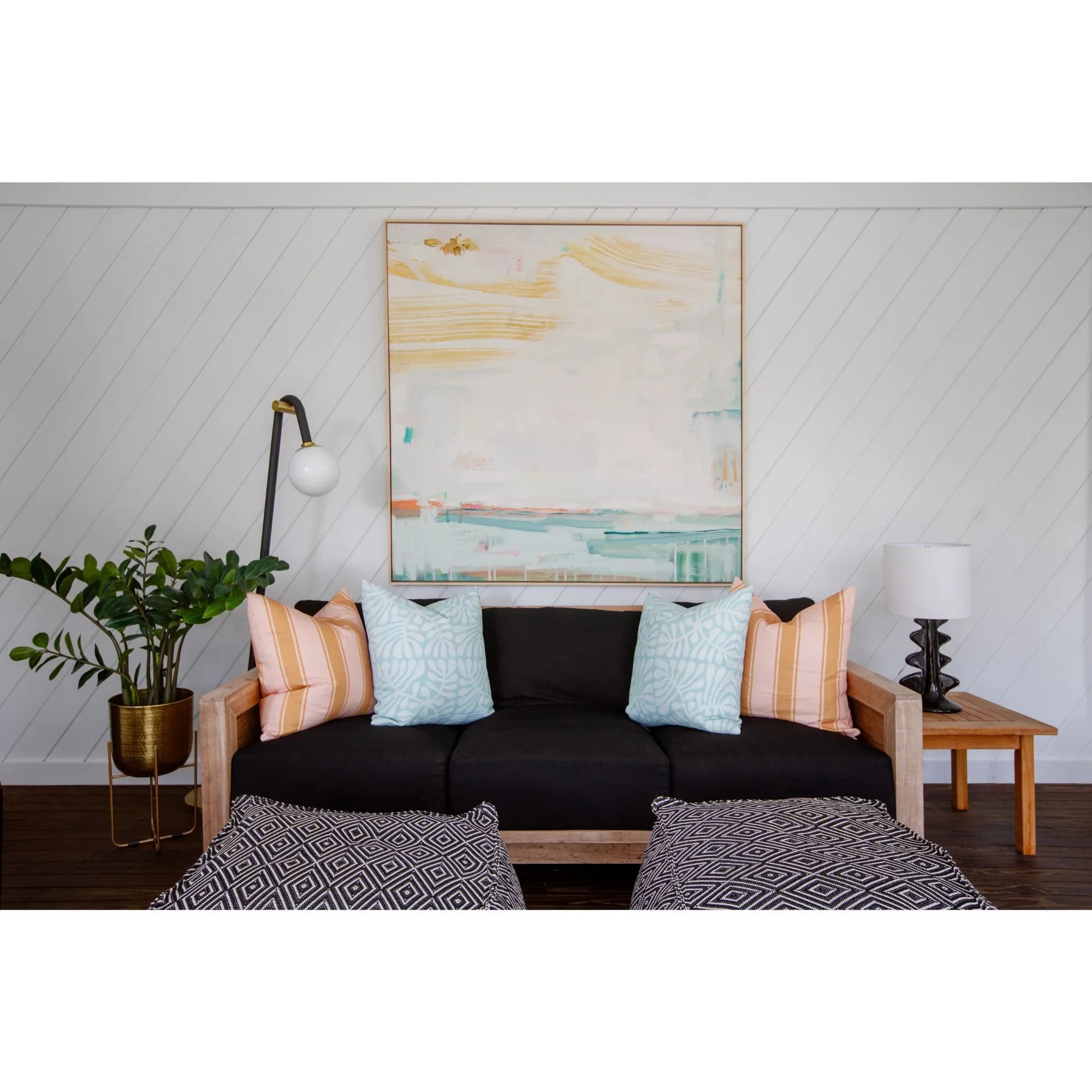 Whit 60" Floor Lamp, Aged Brass/Black Finish