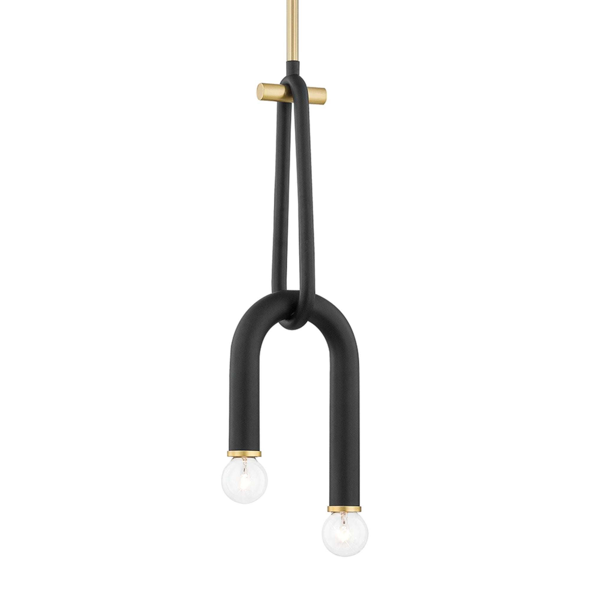 Whit 20" 2-Light Pendant, Aged Brass/Black Finish