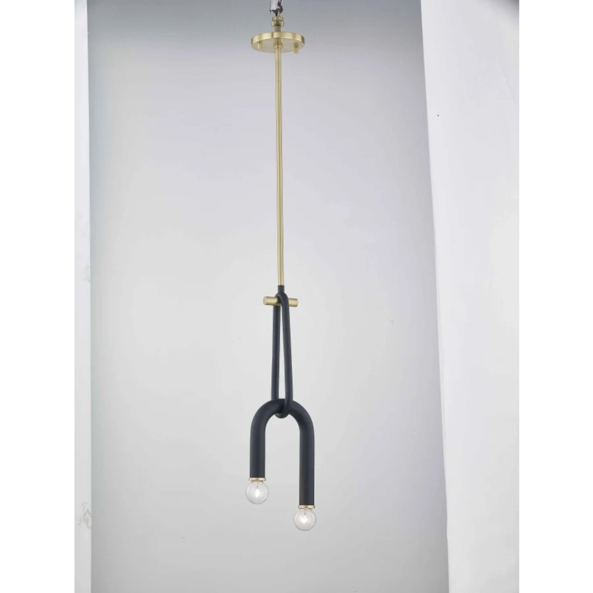 Mitzi - Whit 20" 2-Light Pendant, Aged Brass/Black Finish | Bees Lighting