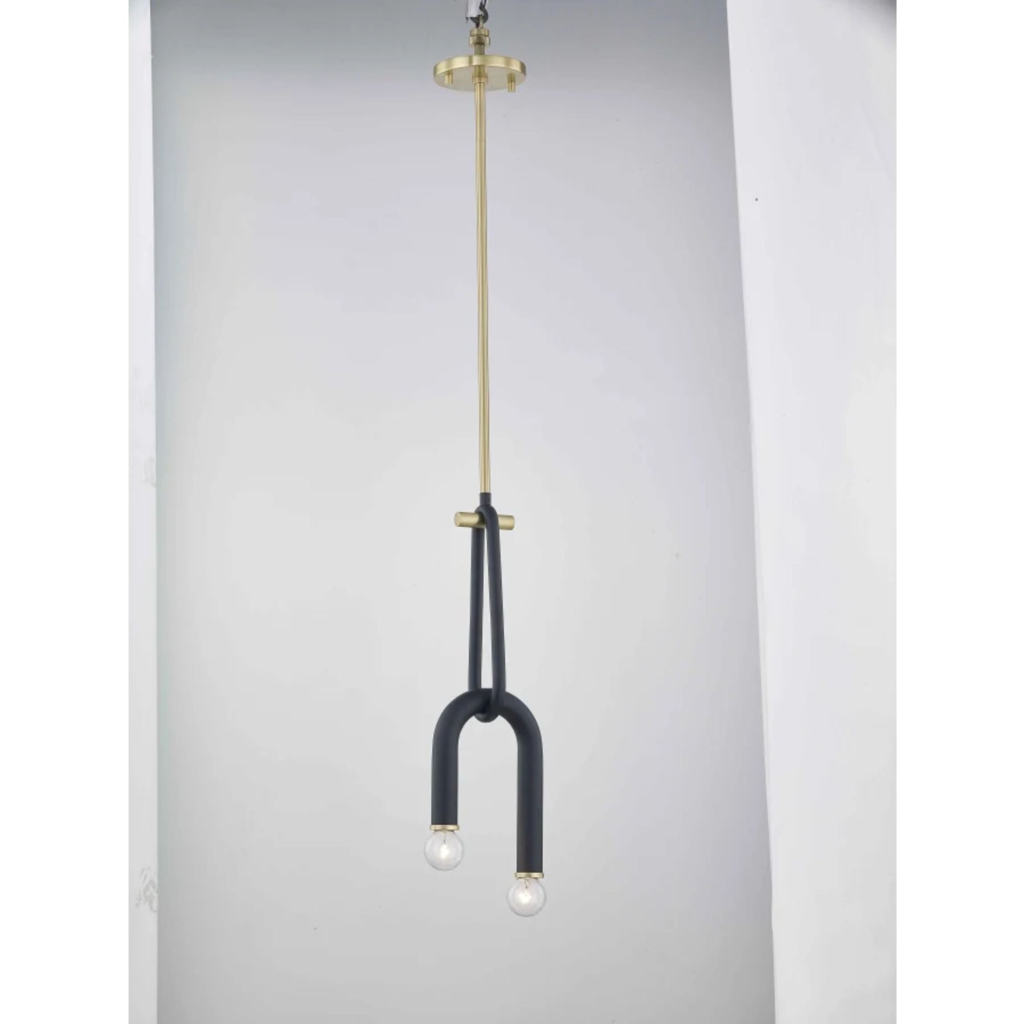 Mitzi - Whit 20" 2-Light Pendant, Aged Brass/Black Finish | Bees Lighting