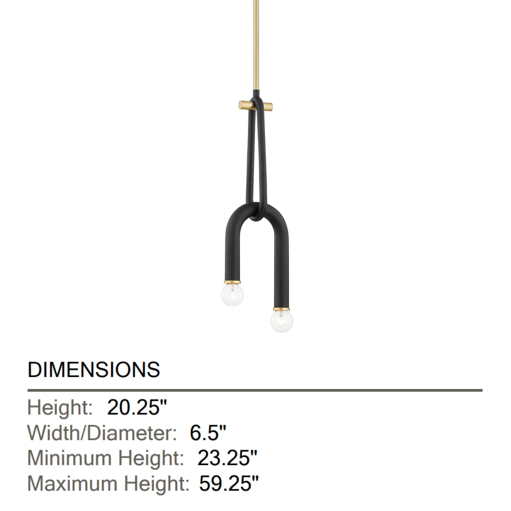 Mitzi - Whit 20" 2-Light Pendant, Aged Brass/Black Finish | Bees Lighting