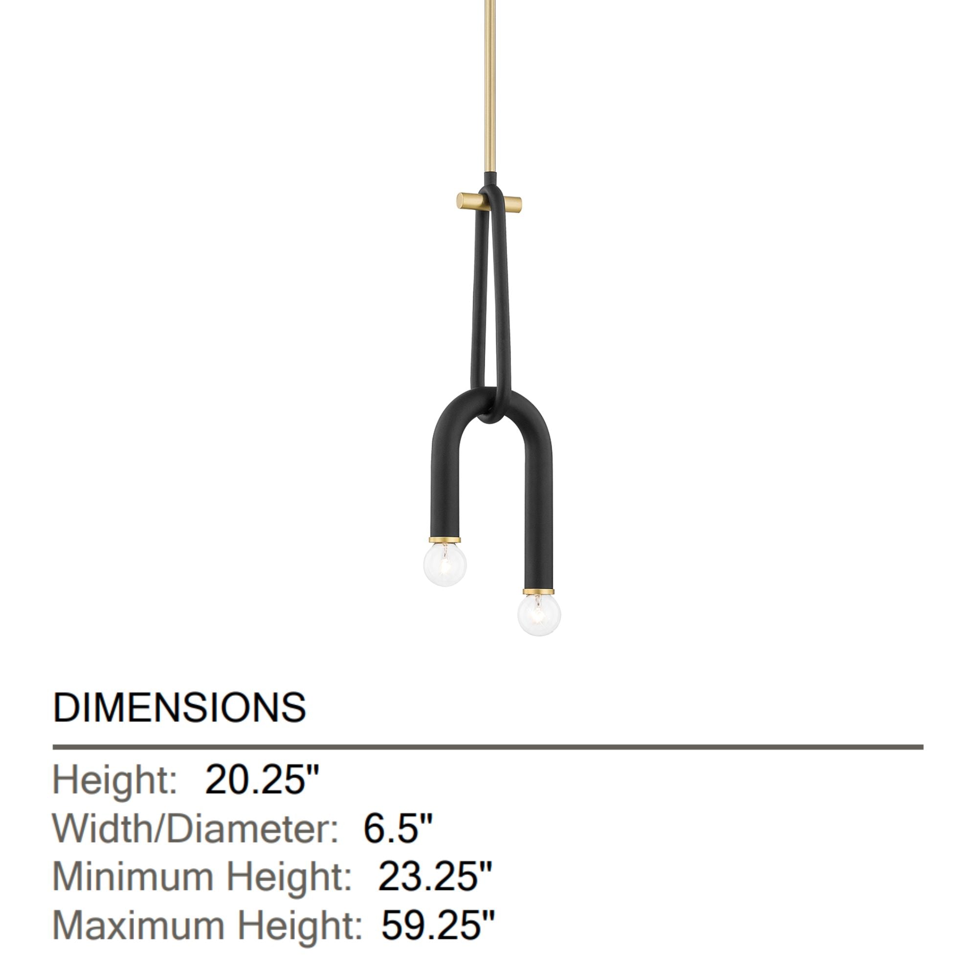 Mitzi - Whit 20" 2-Light Pendant, Aged Brass/Black Finish | Bees Lighting