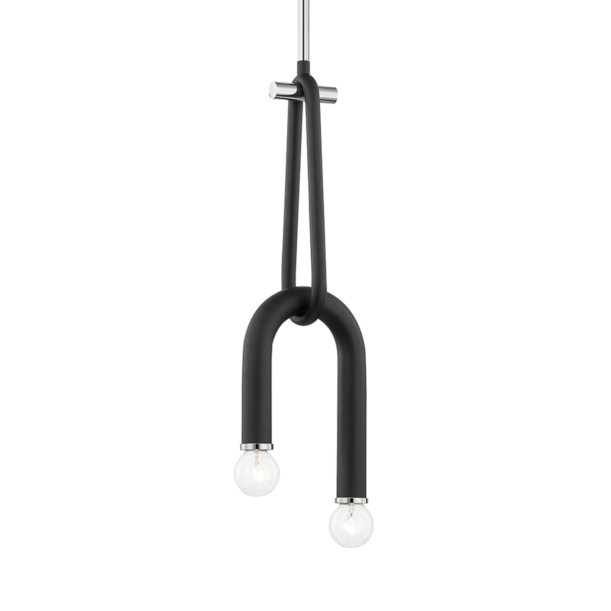 Whit 20" 2-Light Pendant, Polished Nickel/Black Finish