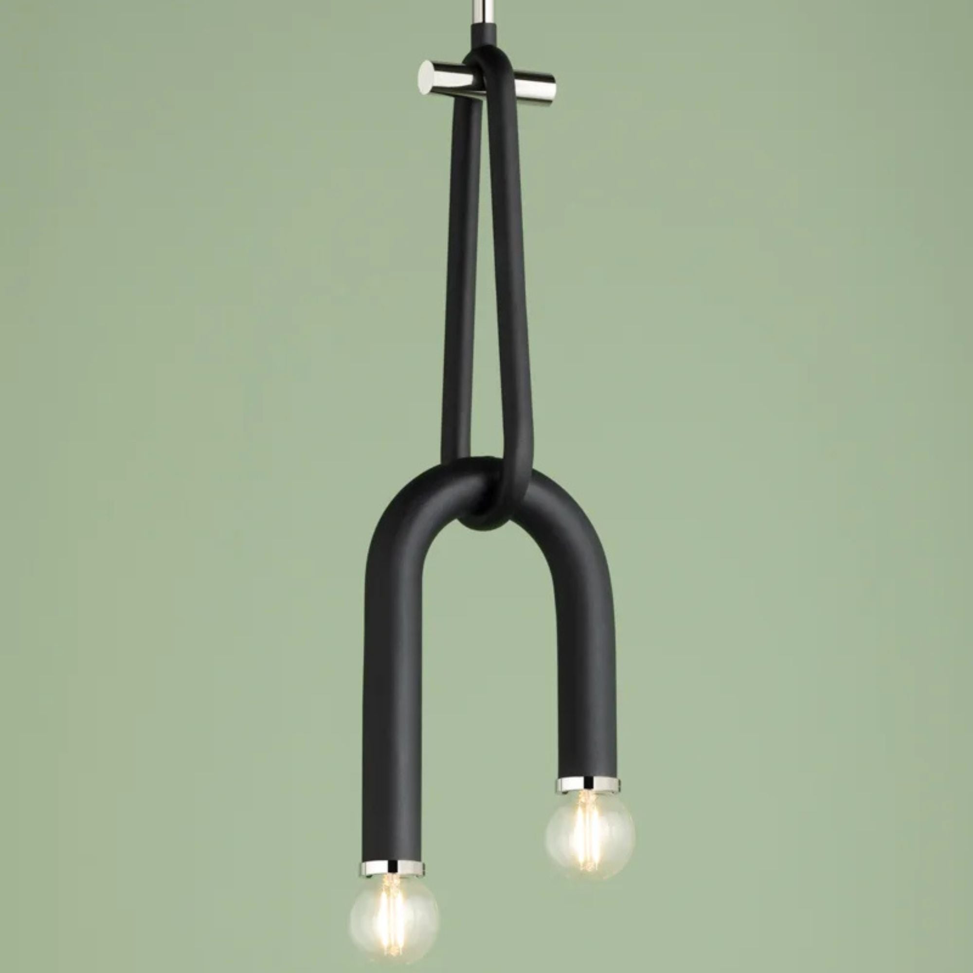 Mitzi - Whit 20" 2-Light Pendant, Polished Nickel/Black Finish | Bees Lighting