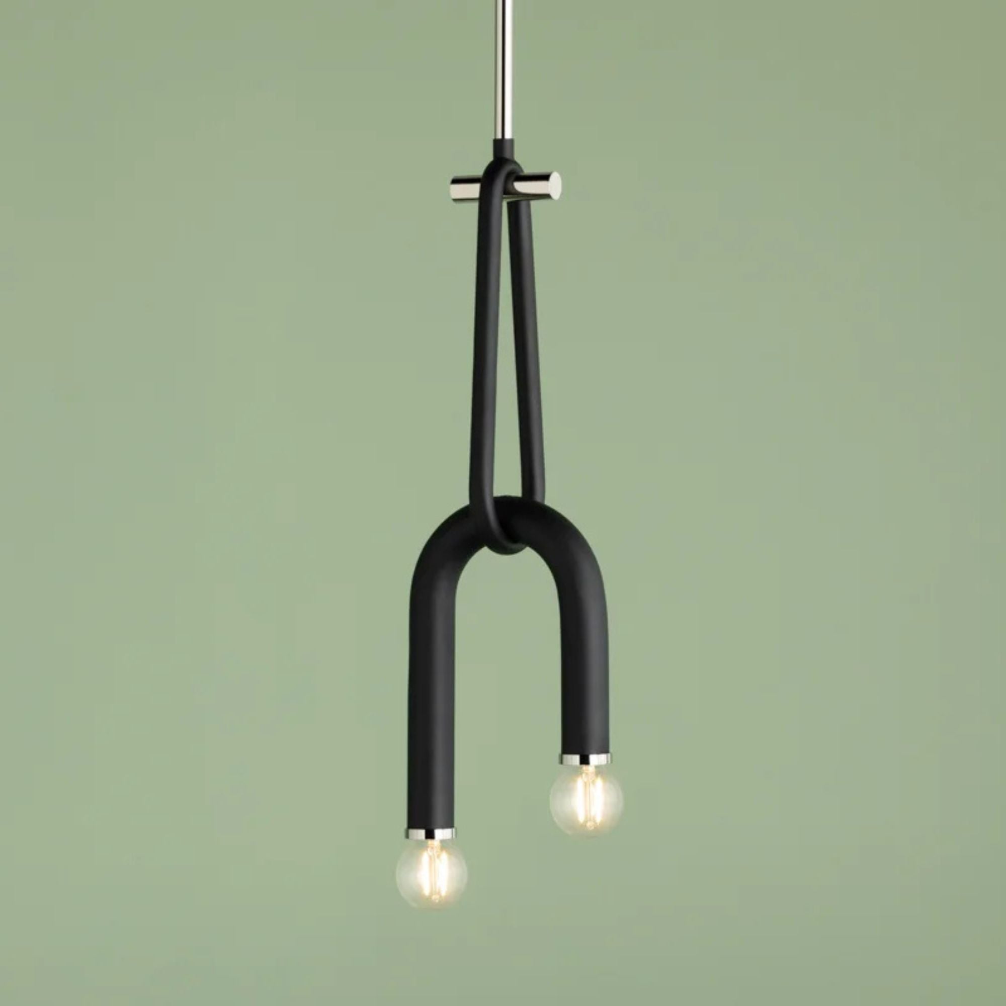 Mitzi - Whit 20" 2-Light Pendant, Polished Nickel/Black Finish | Bees Lighting