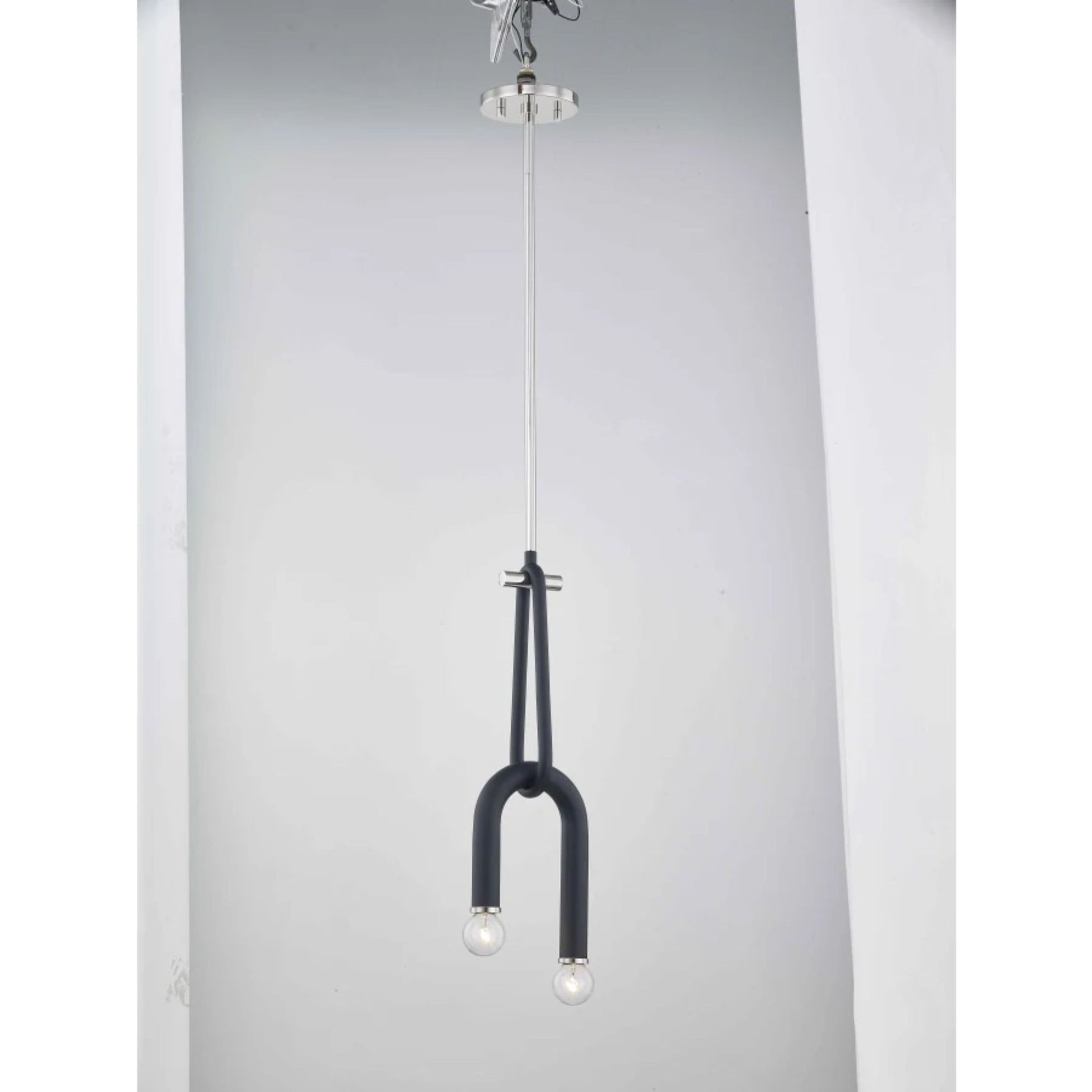 Mitzi - Whit 20" 2-Light Pendant, Polished Nickel/Black Finish | Bees Lighting