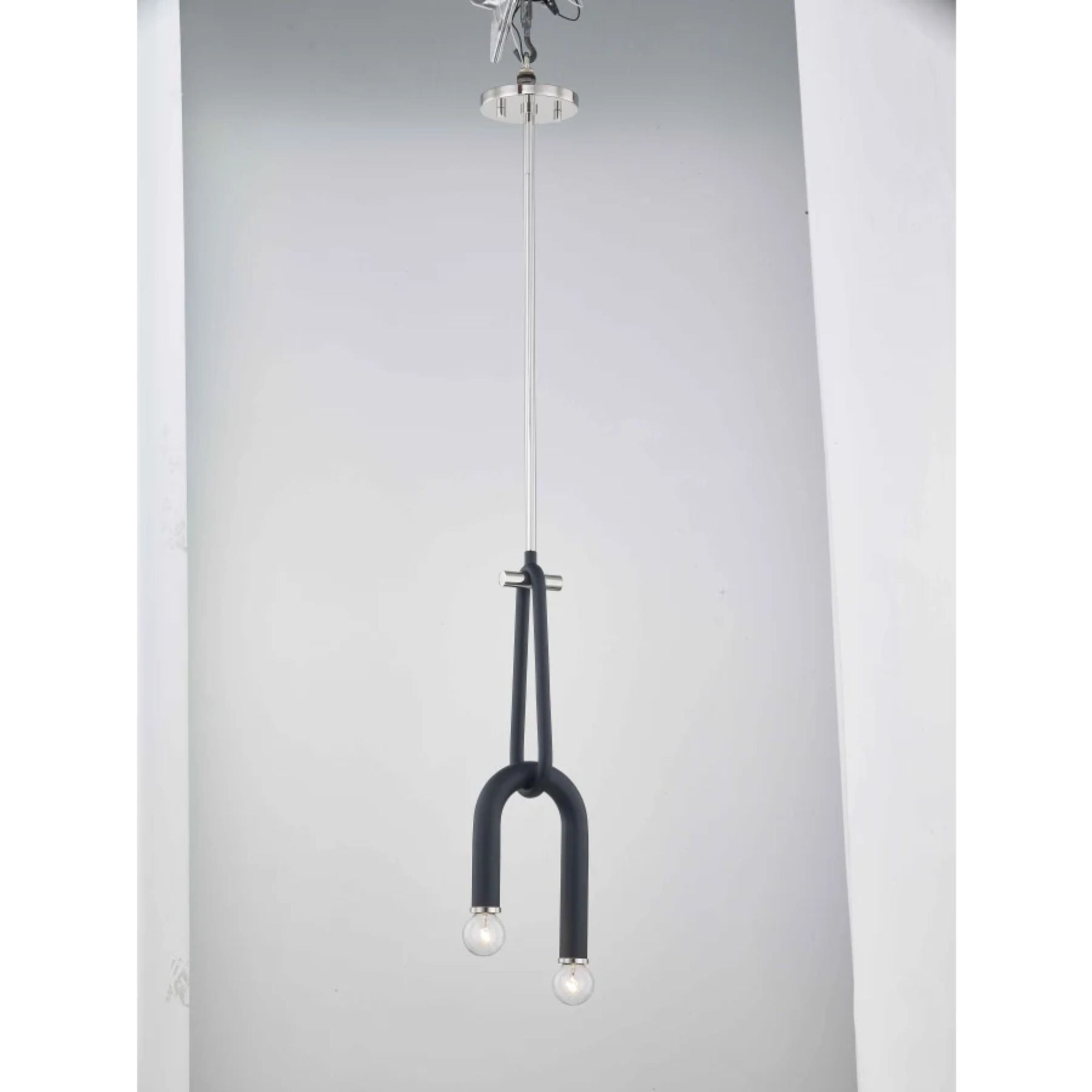 Mitzi - Whit 20" 2-Light Pendant, Polished Nickel/Black Finish | Bees Lighting