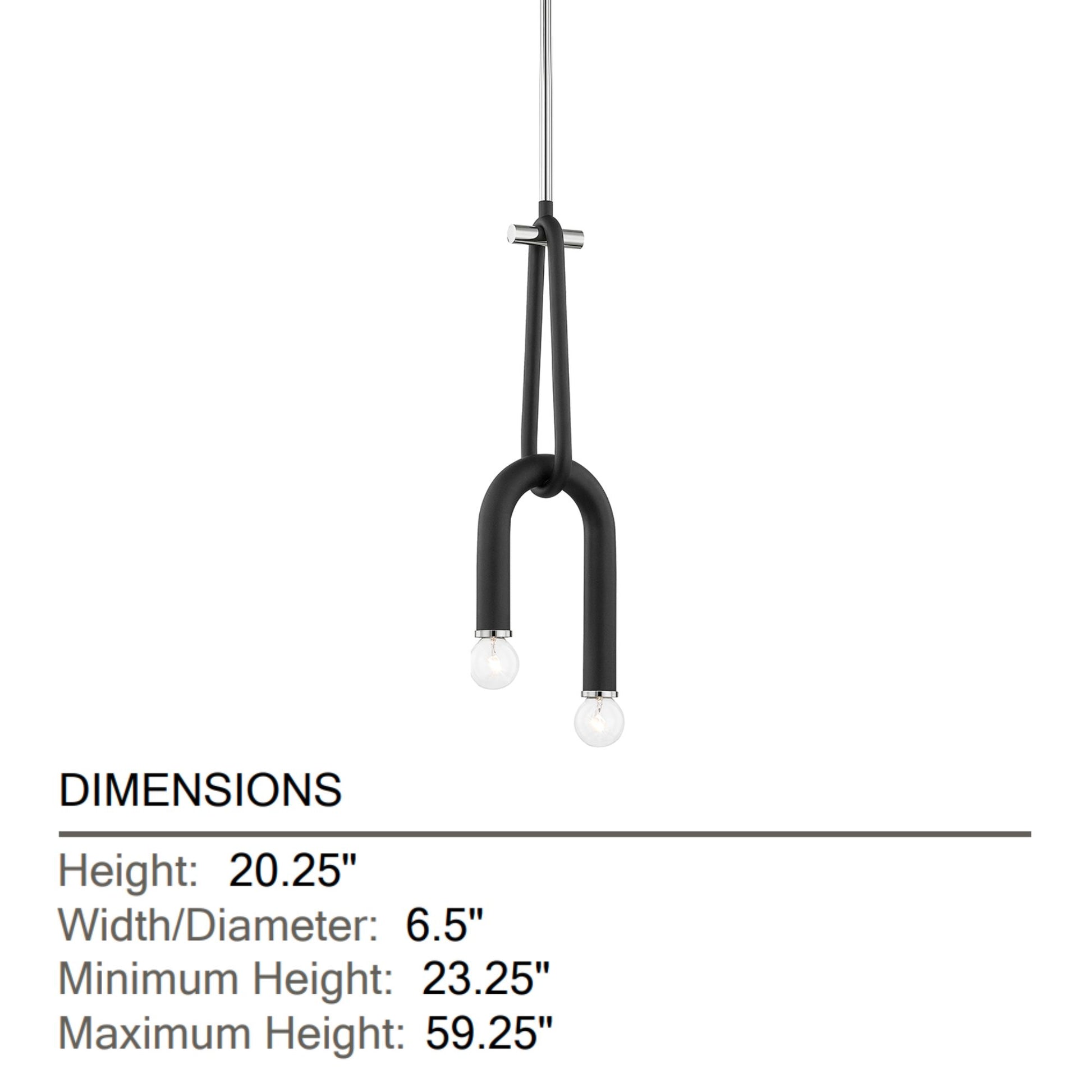 Mitzi - Whit 20" 2-Light Pendant, Polished Nickel/Black Finish | Bees Lighting