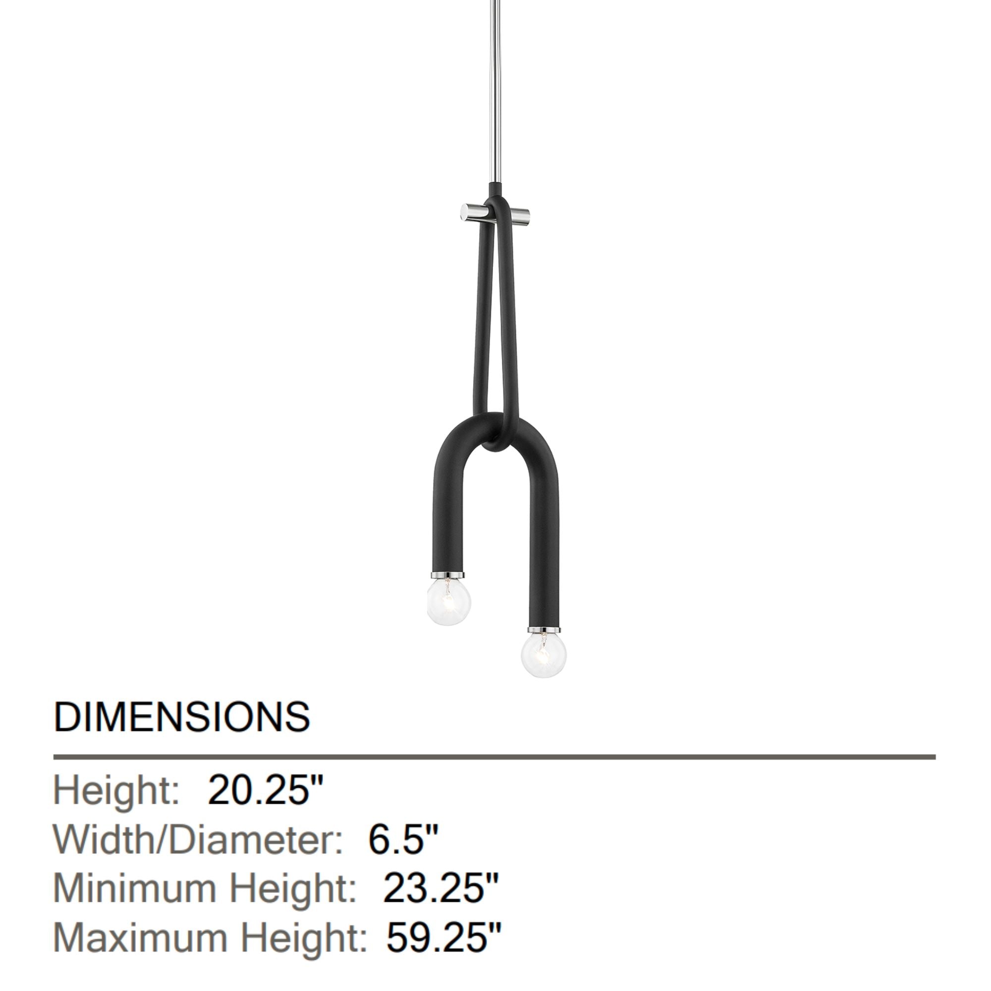 Mitzi - Whit 20" 2-Light Pendant, Polished Nickel/Black Finish | Bees Lighting