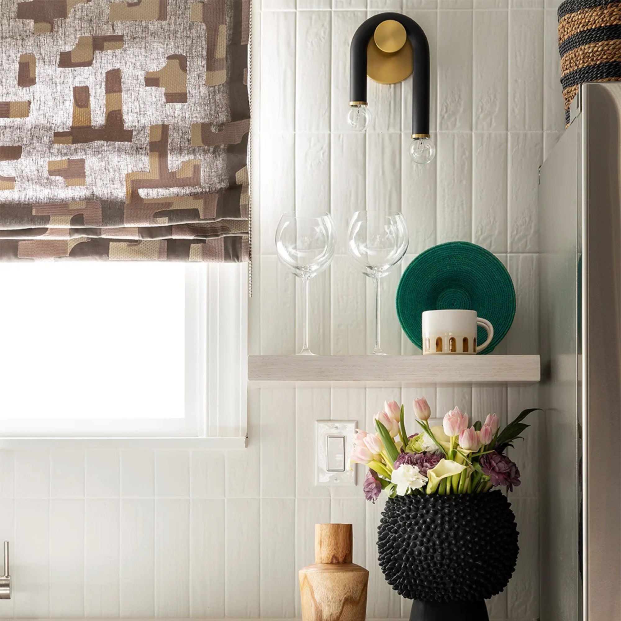 Whit 11" 2-Light Wall Sconce, Aged Brass/Black Finish