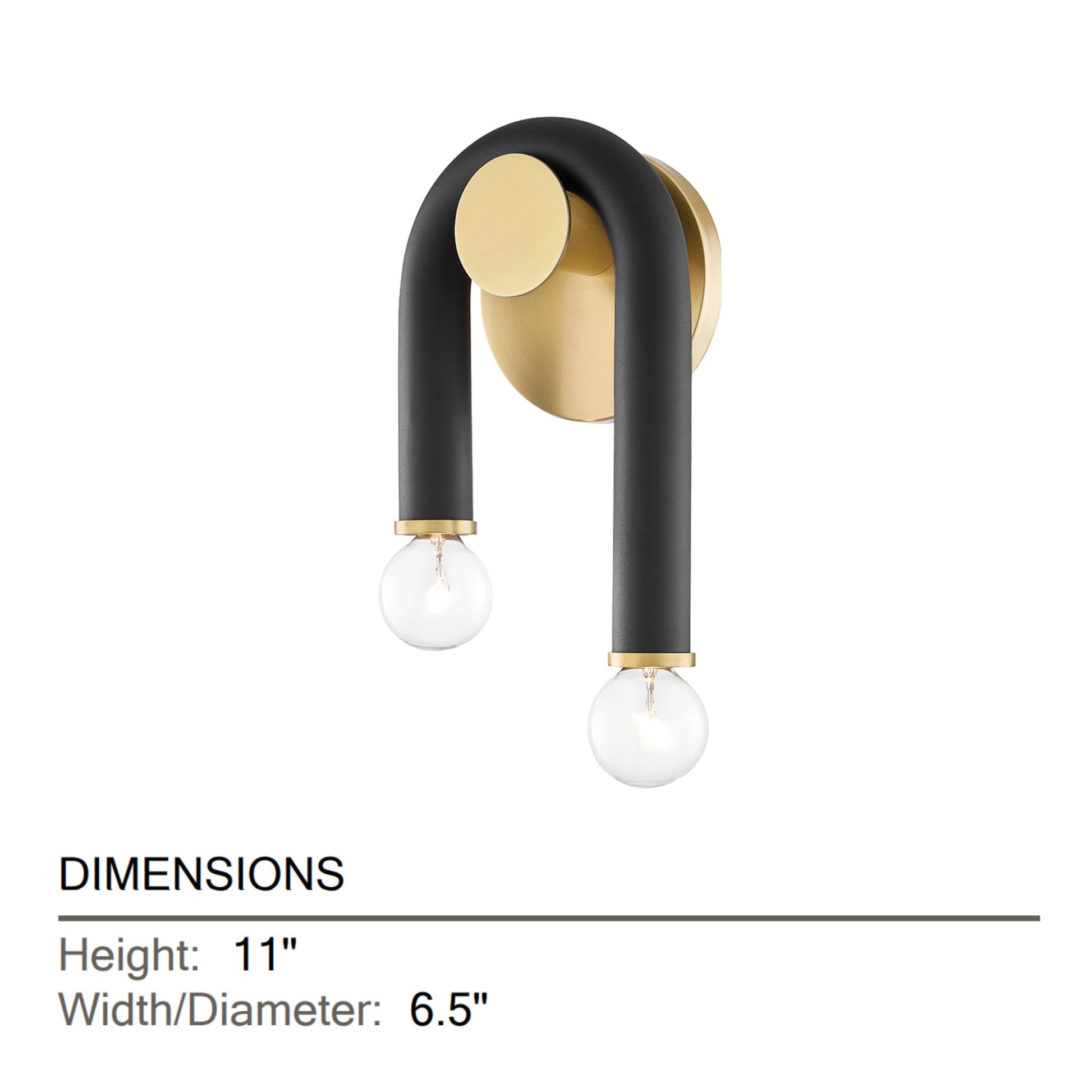 Mitzi - Whit 11" 2-Light Wall Sconce, Aged Brass/Black Finish | Bees Lighting