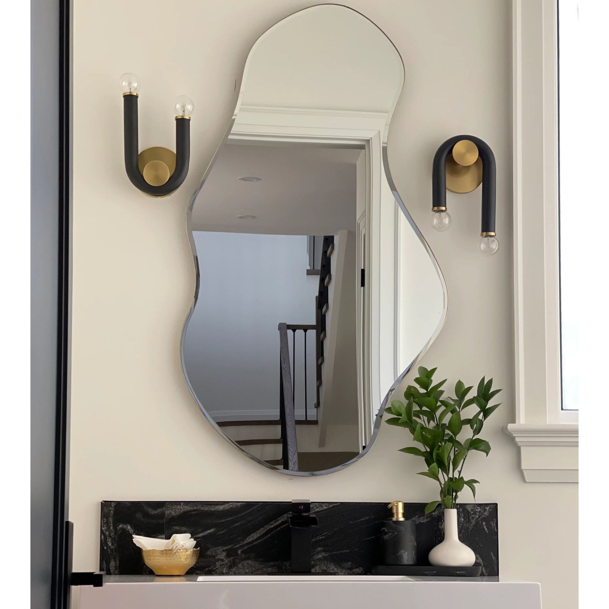 Mitzi - Whit 11" 2-Light Wall Sconce, Aged Brass/Black Finish | Bees Lighting