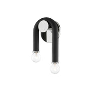 Whit 11" 2-Light Wall Sconce, Polished Nickel/Black Finish