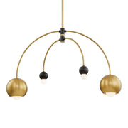 Willow Chandelier Aged Brass & Black Finish