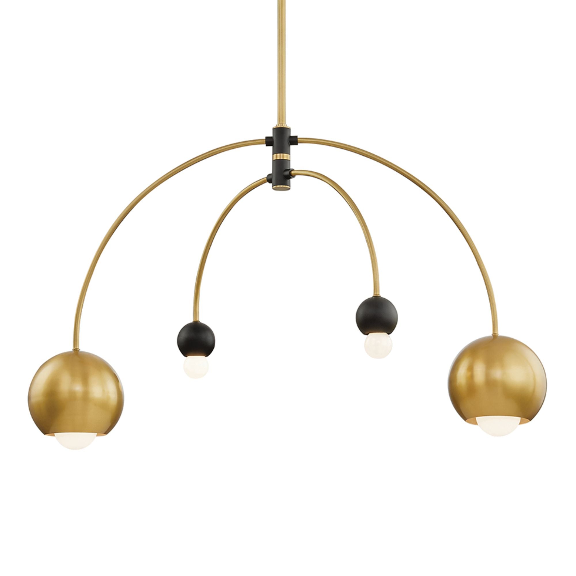 Willow 38" 4-Light Chandelier, Aged Brass/Black Finish