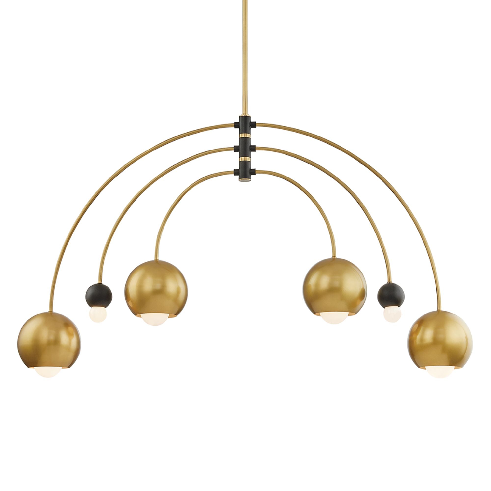 Willow 49" 6-Light Chandelier, Aged Brass/Black Finish