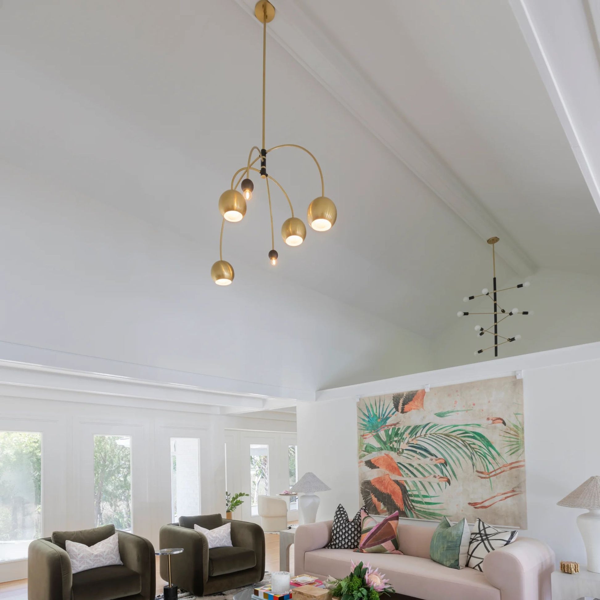 Mitzi - Willow 49" 6-Light Chandelier, Aged Brass/Black Finish | Bees Lighting