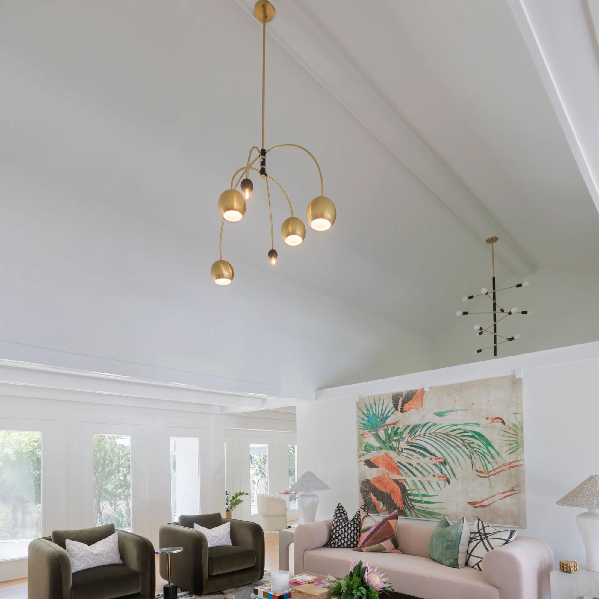 Mitzi - Willow 49" 6-Light Chandelier, Aged Brass/Black Finish | Bees Lighting