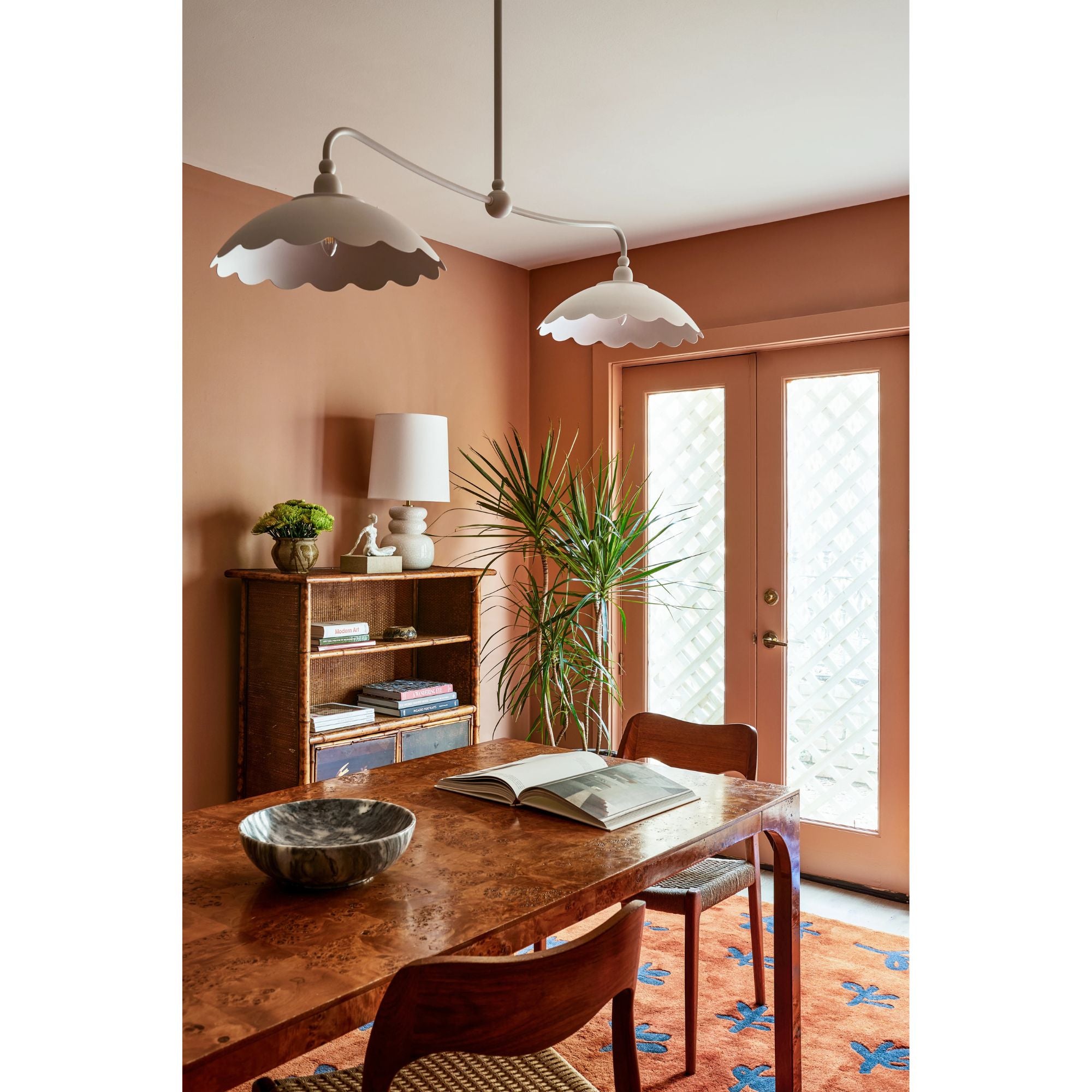 Yael 45" 2-Light Linear Pendant, Textured White Finish
