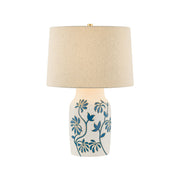 Mitzi Yazmeen 22.5 in. Table Lamp, Aged Brass with Sandstone Linen Shade