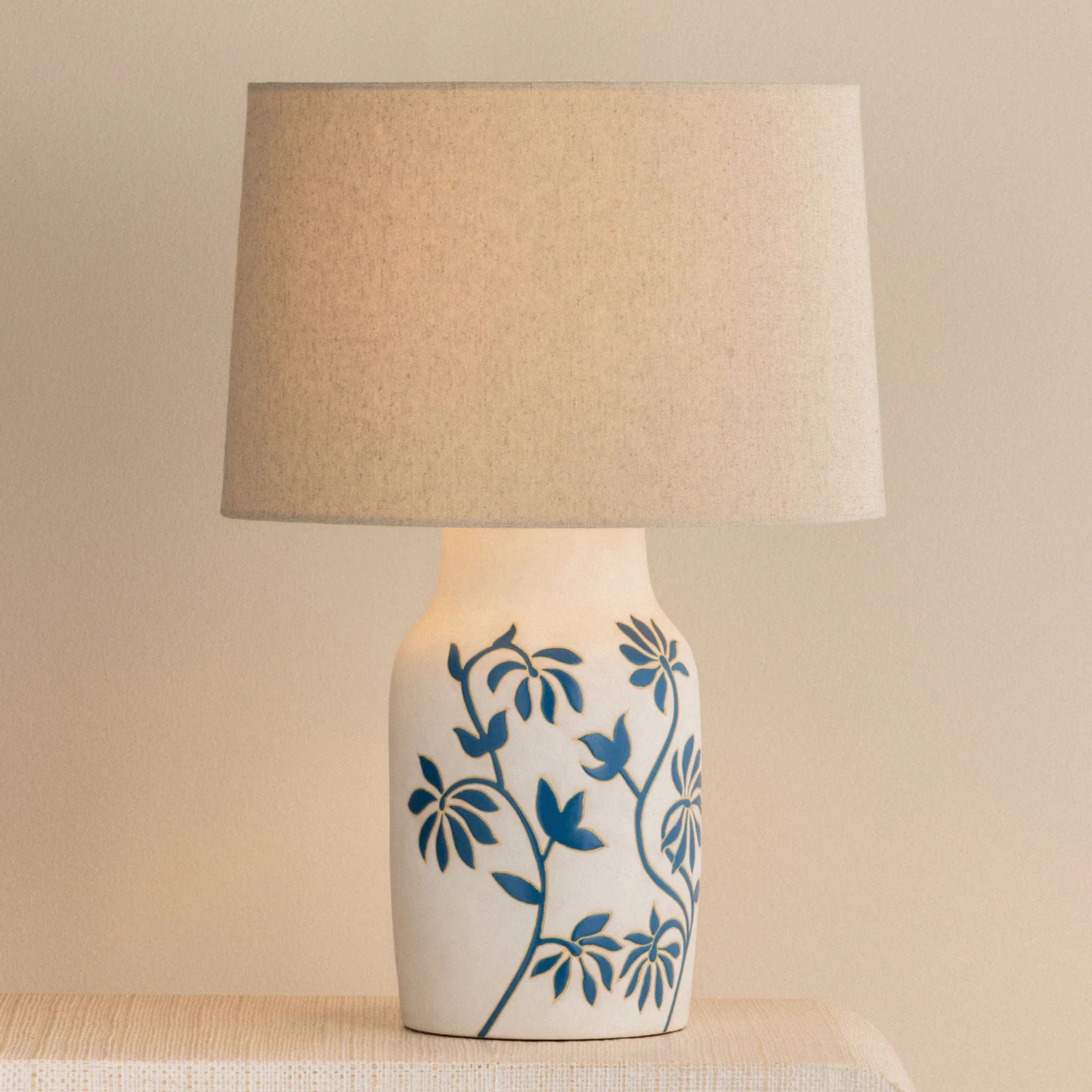 Mitzi Yazmeen 22.5 in. Table Lamp, Aged Brass with Sandstone Linen Shade