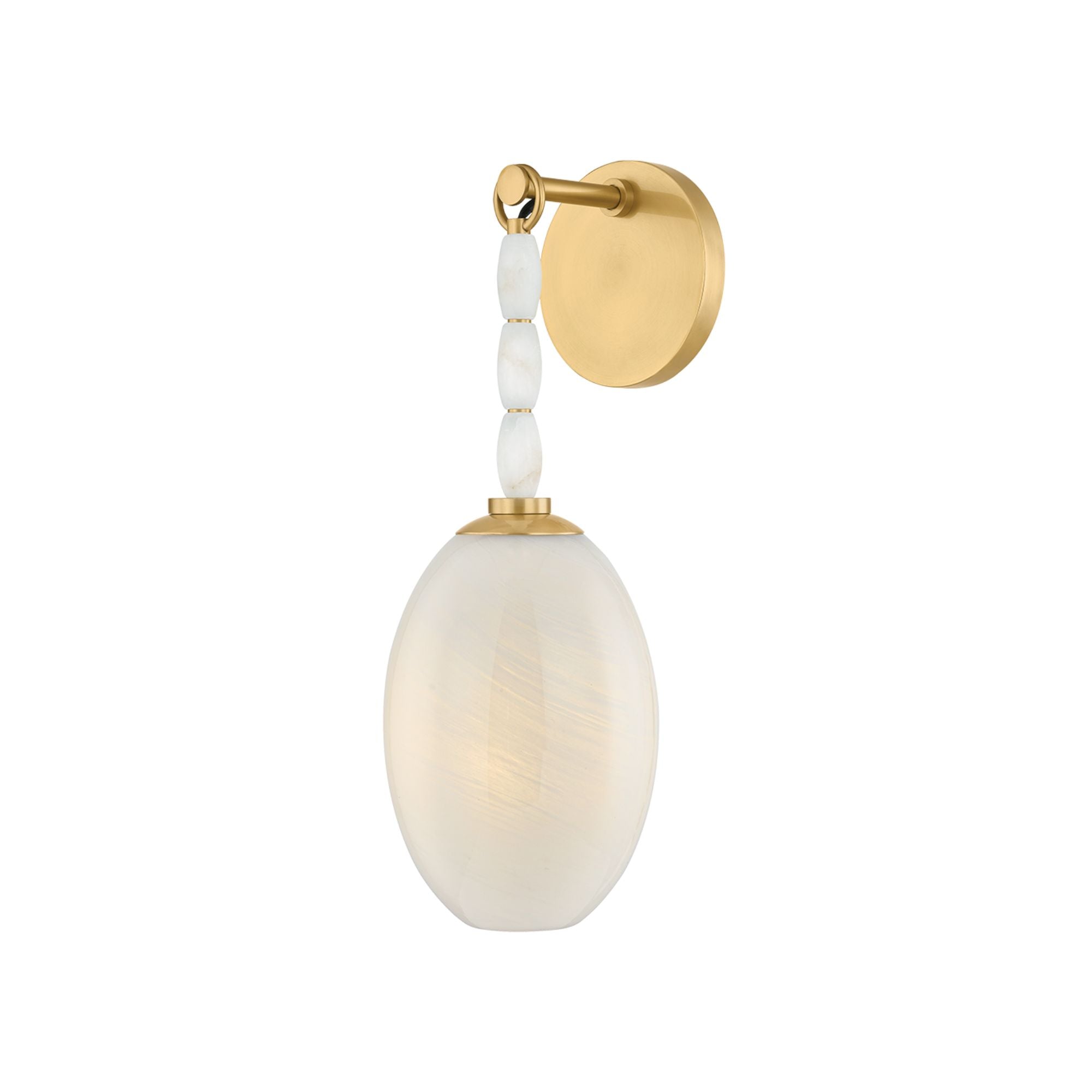 Mitzi Yolanda 15.25 in. Wall Sconce, Aged Brass with Cloud Glass