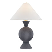 Zadeh 27" Table Lamp, Aged Brass/Ceramic Pale Midnight Finish