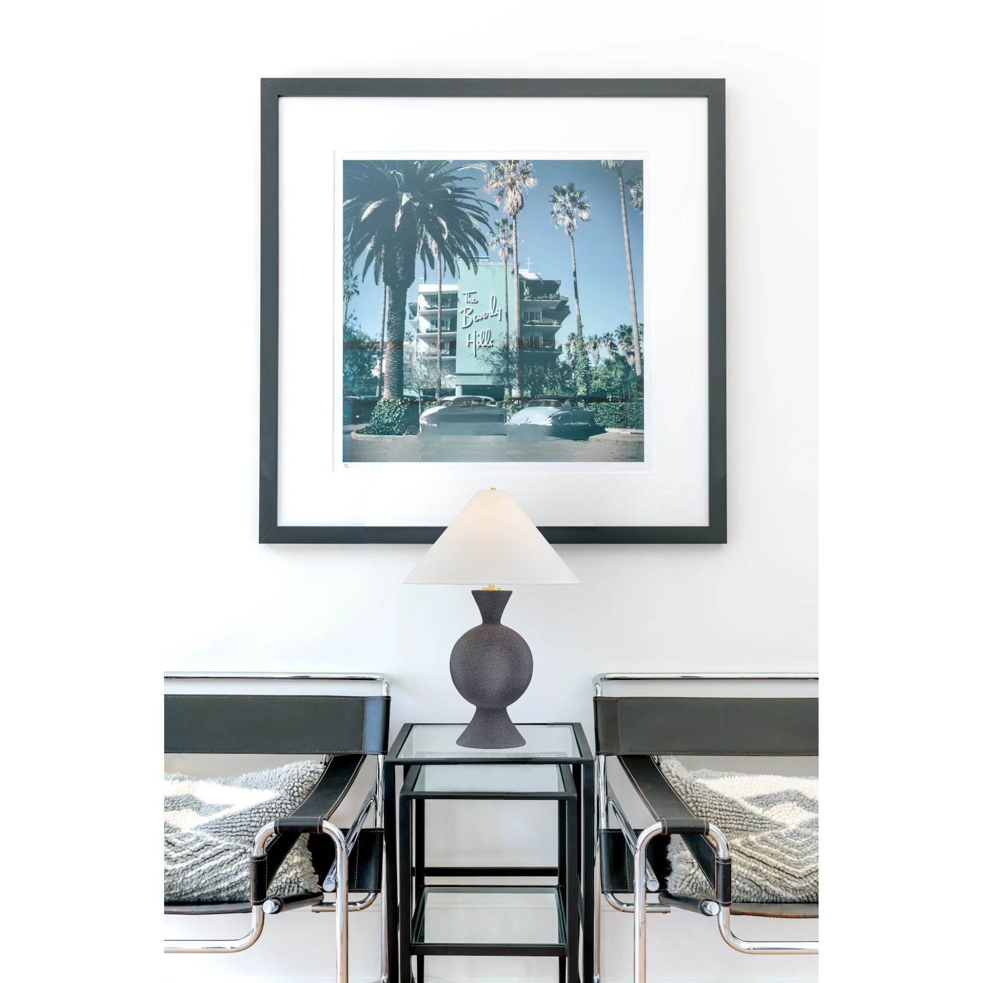 Zadeh 27" Table Lamp, Aged Brass/Ceramic Pale Midnight Finish
