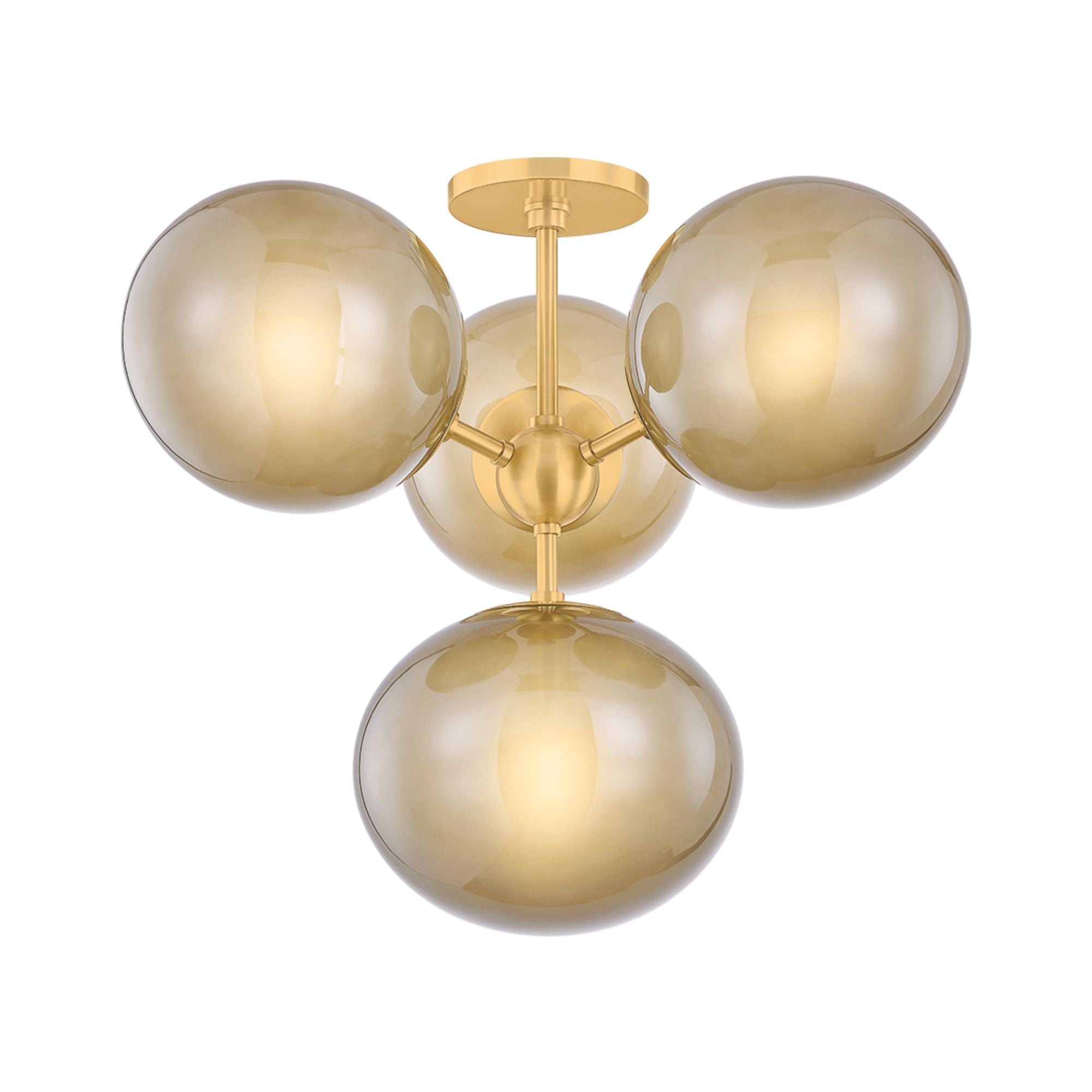 Zaley 21" 4-Light Semi Flush Mount, Aged Brass Finish