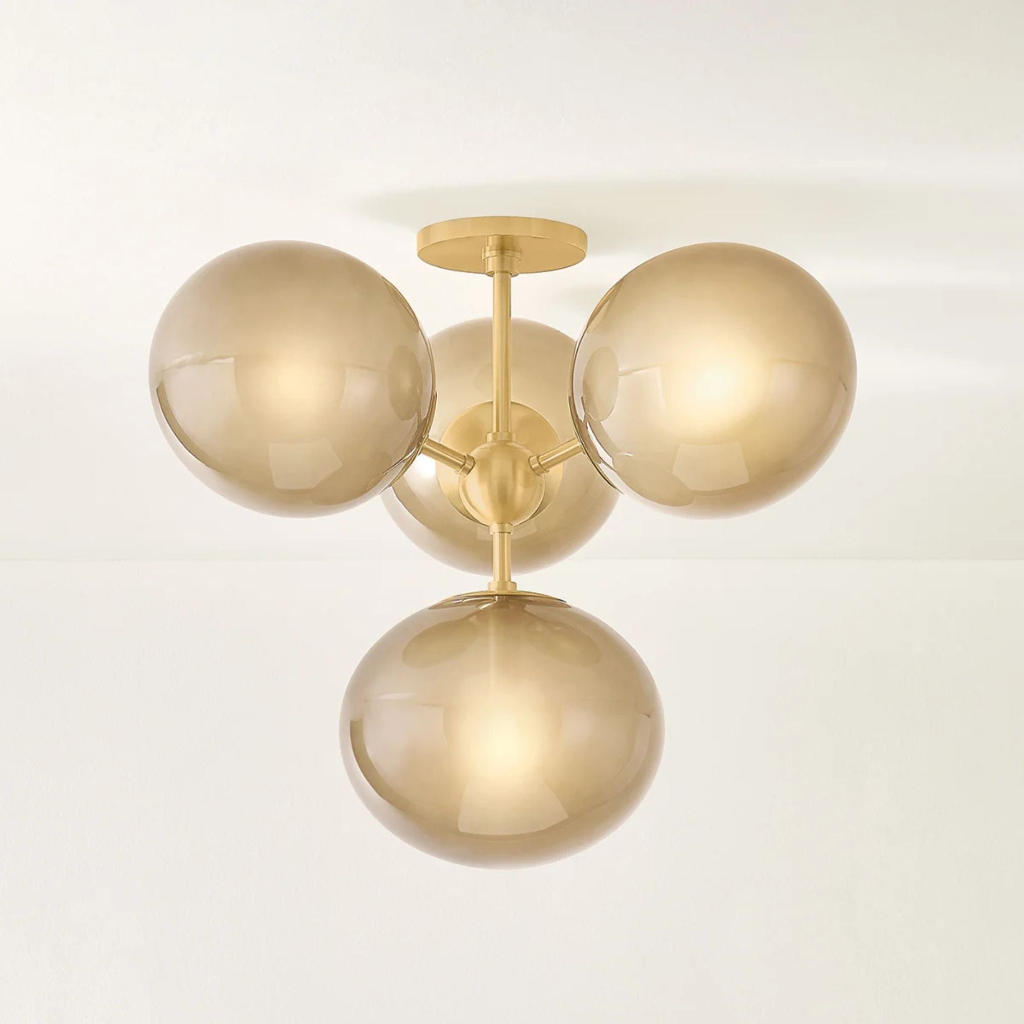 Zaley 21" 4-Light Semi Flush Mount, Aged Brass Finish