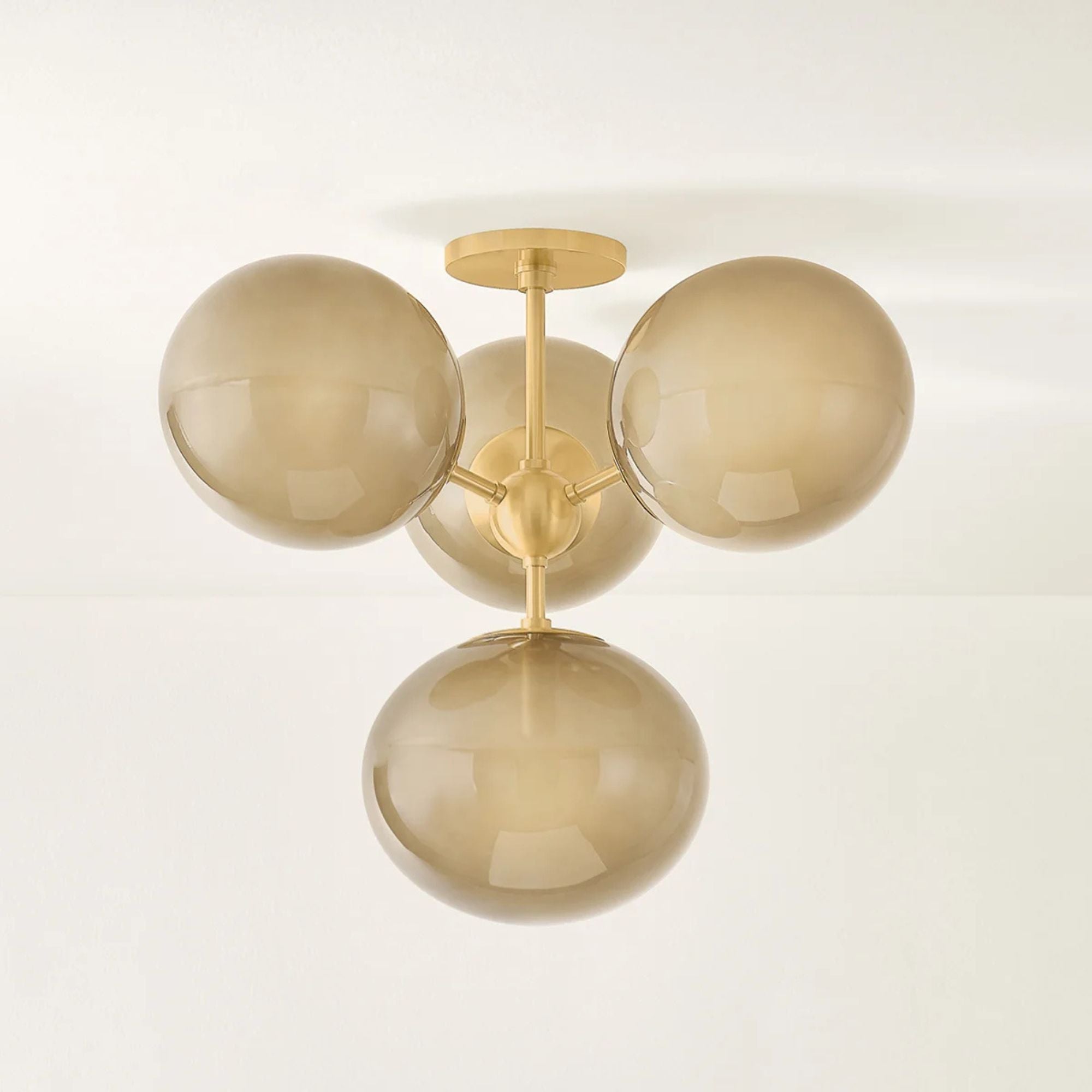 Zaley 21" 4-Light Semi Flush Mount, Aged Brass Finish