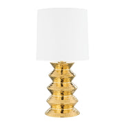 Zoe 25" Table Lamp, Aged Brass/Ceramic Gold Finish