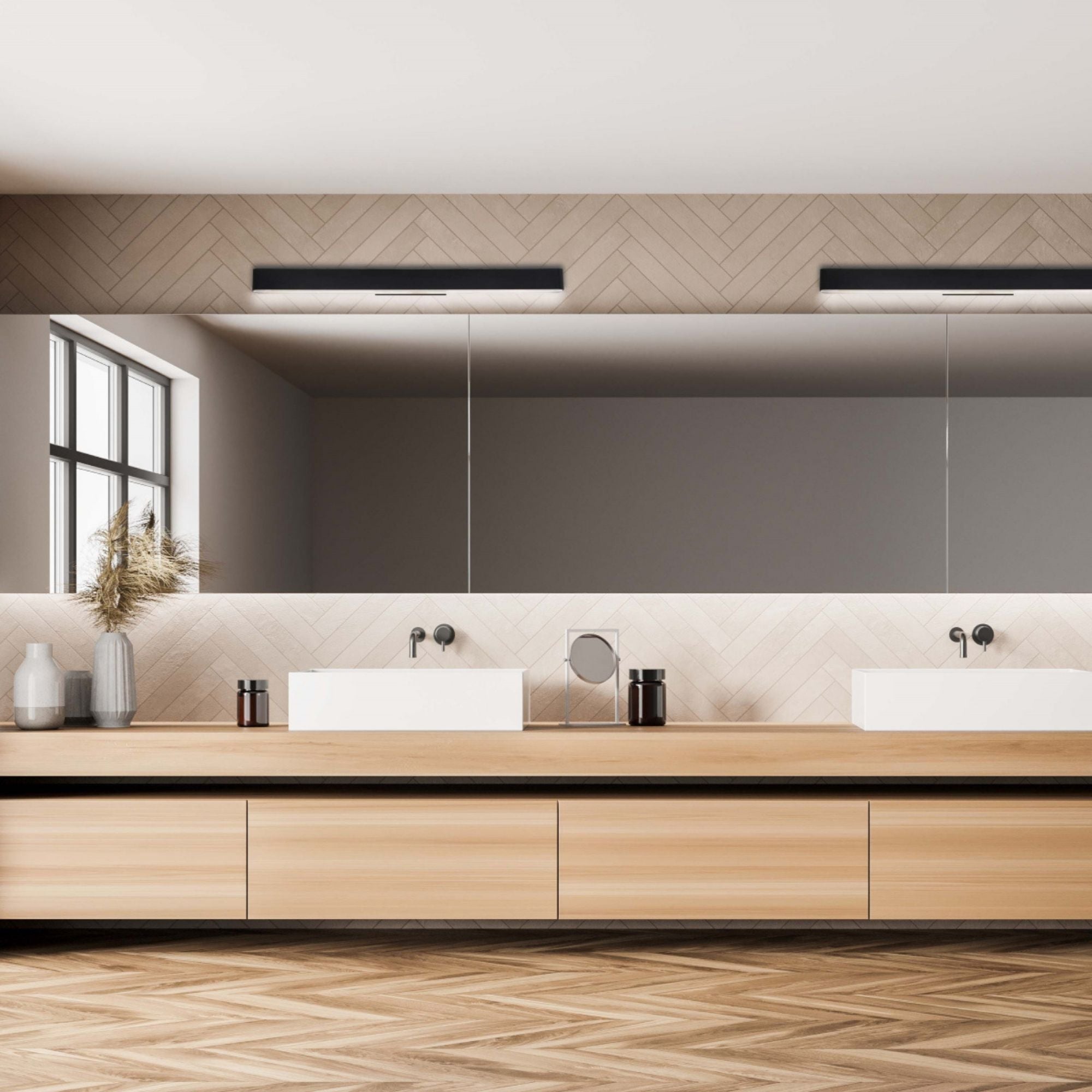 0 to 60 37" LED Bath & Vanity Light, 2700K, Black Finish