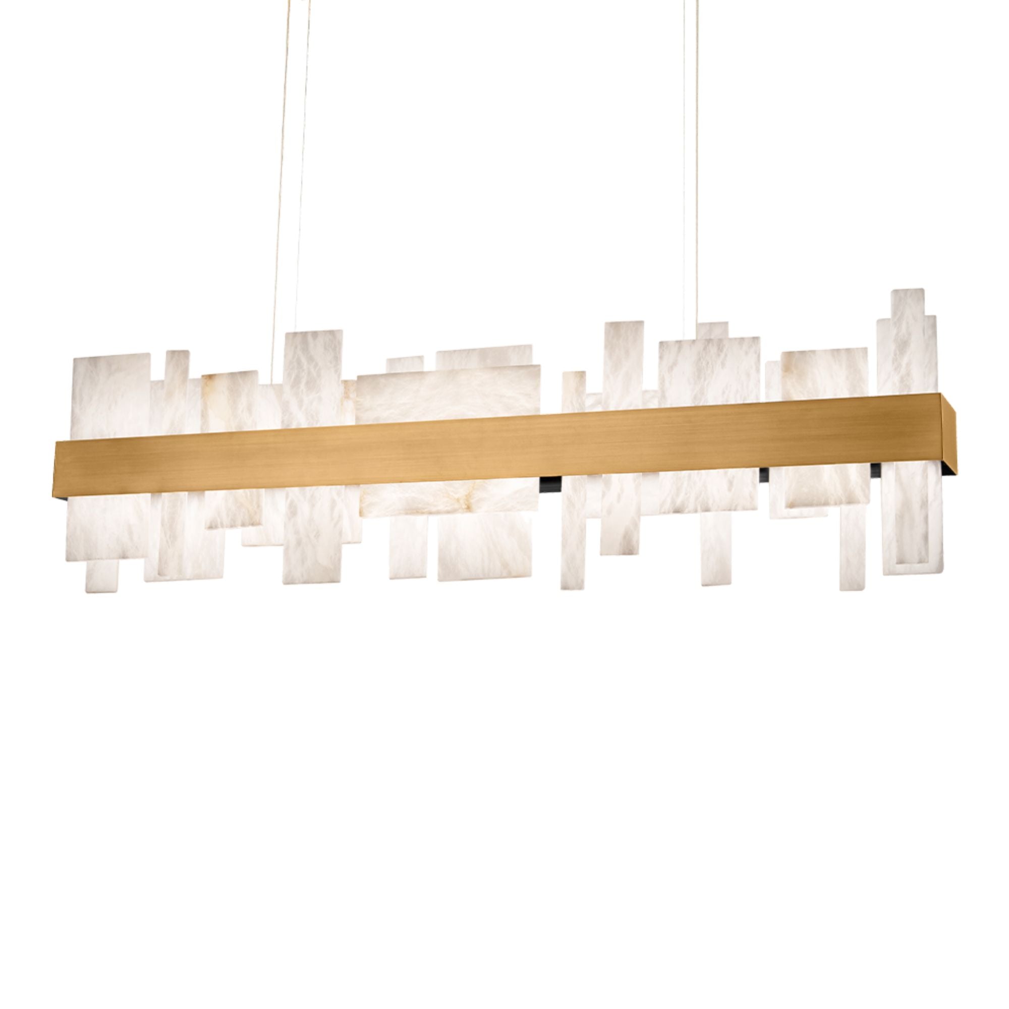 Acropolis 46" LED Linear Pendant, Aged Brass Finish
