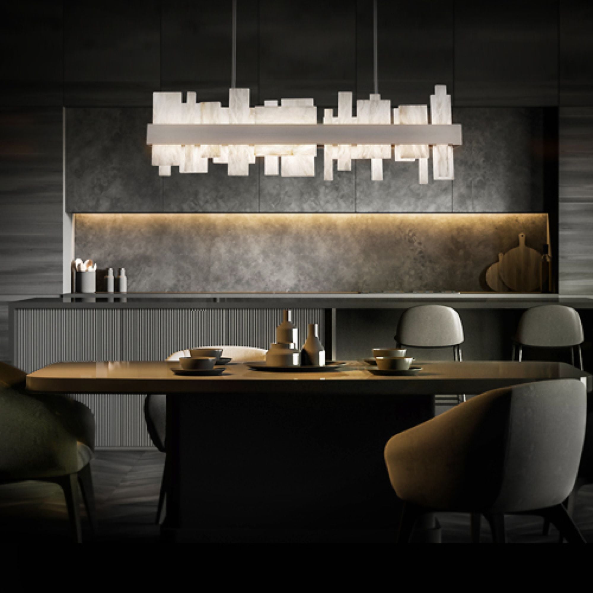 Acropolis 46" LED Linear Pendant, Brushed Nickel Finish