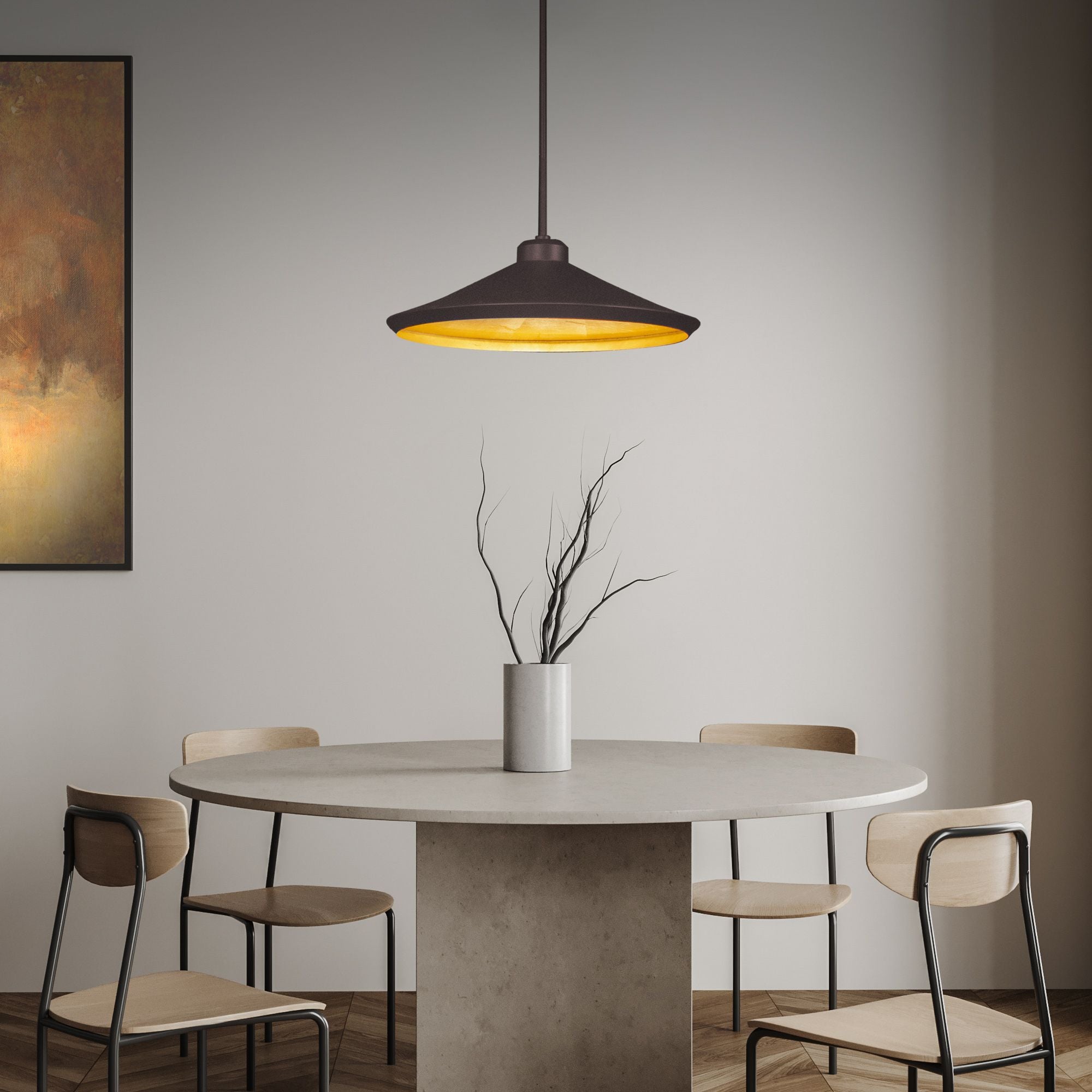 Alfa 24" LED Pendant, Bronze & Gold Leaf Finish