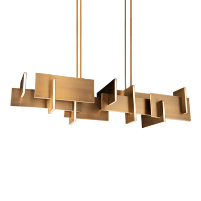 Amari 58" LED Linear Pendant, Aged Brass Finish