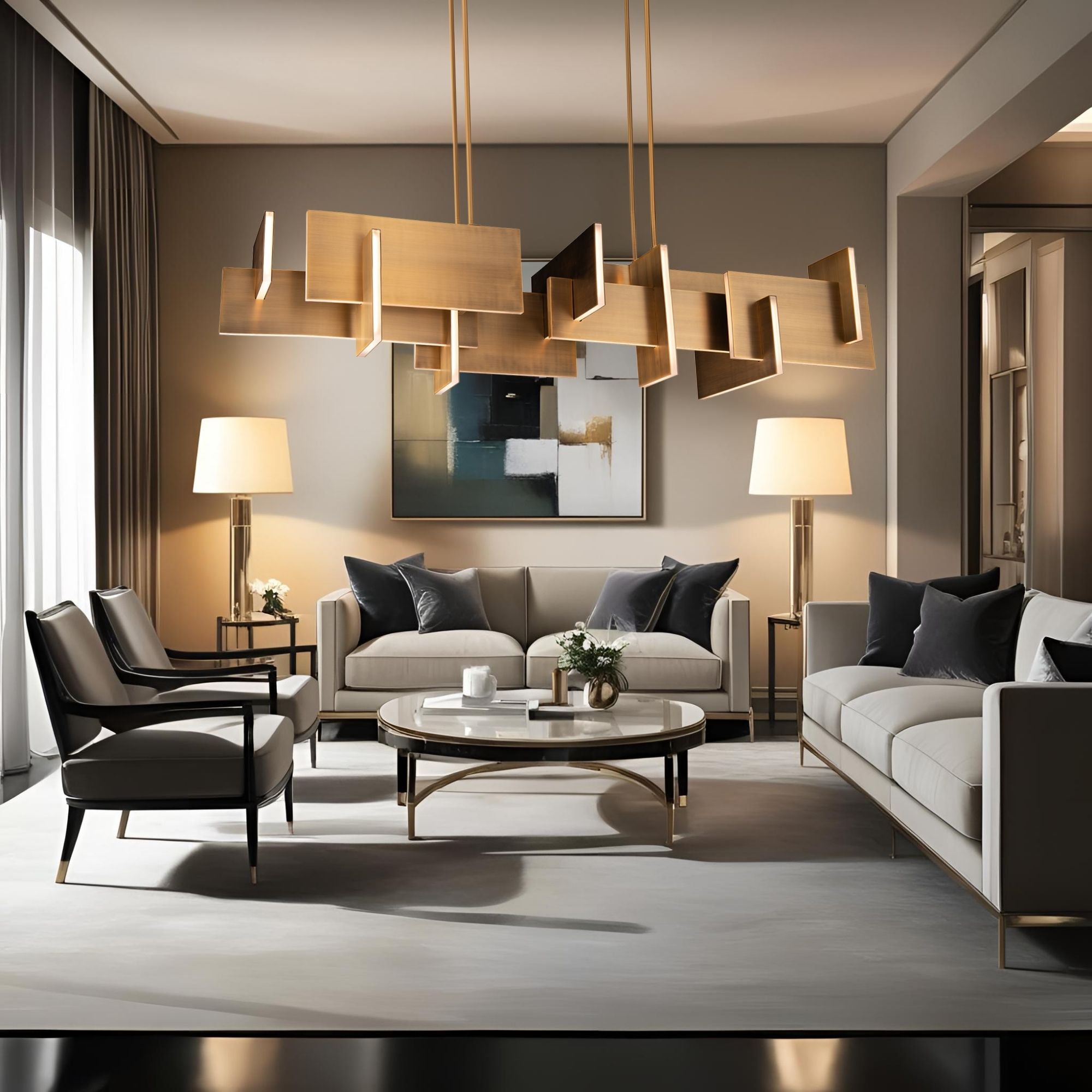 Amari 58 in. LED Chandelier Brass Finish