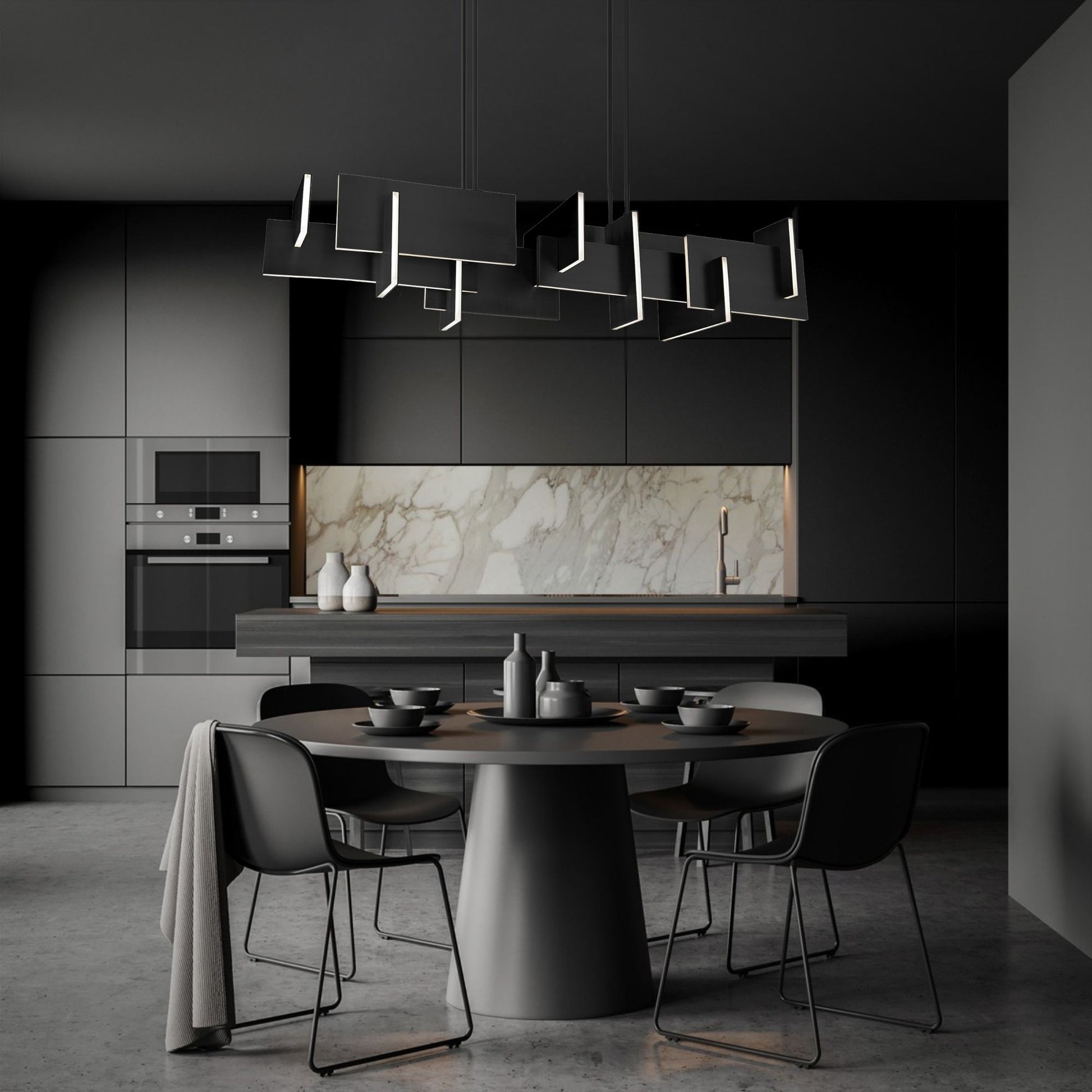 Amari 58" LED Linear Pendant, Black Finish - Bees Lighting