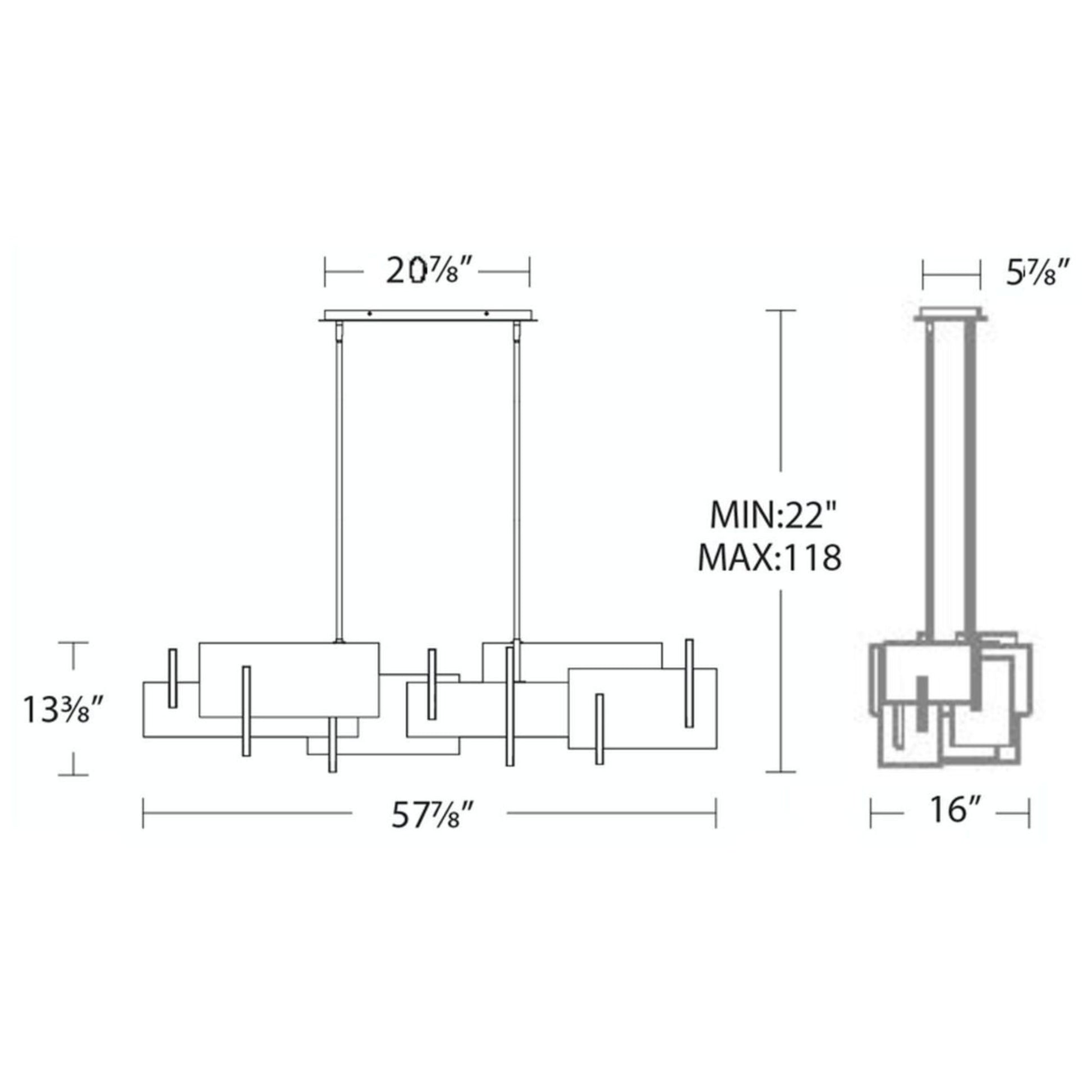 Amari 58" LED Linear Pendant, Black Finish - Bees Lighting