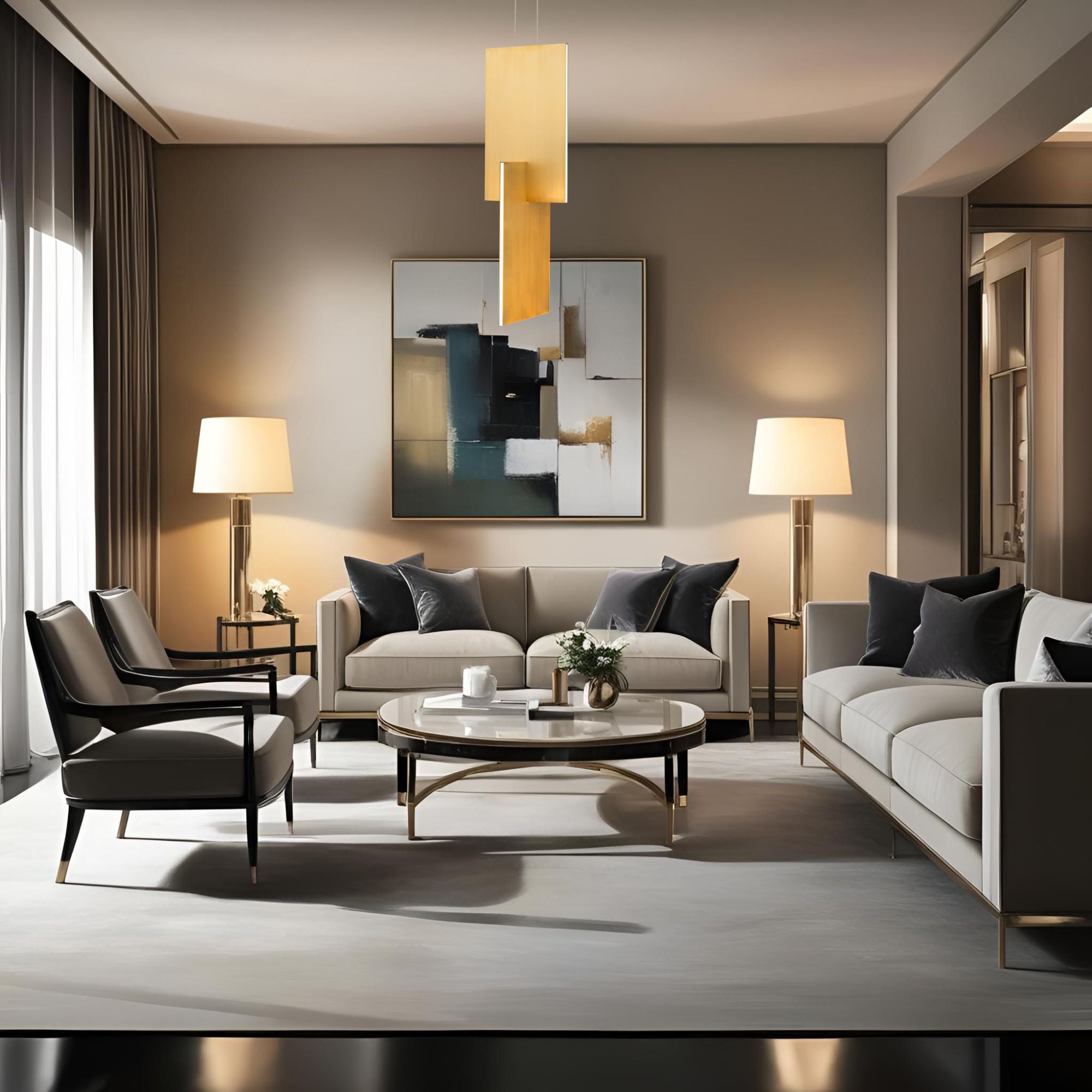 Amari 32" LED Pendant, Aged Brass Finish - Bees Lighting