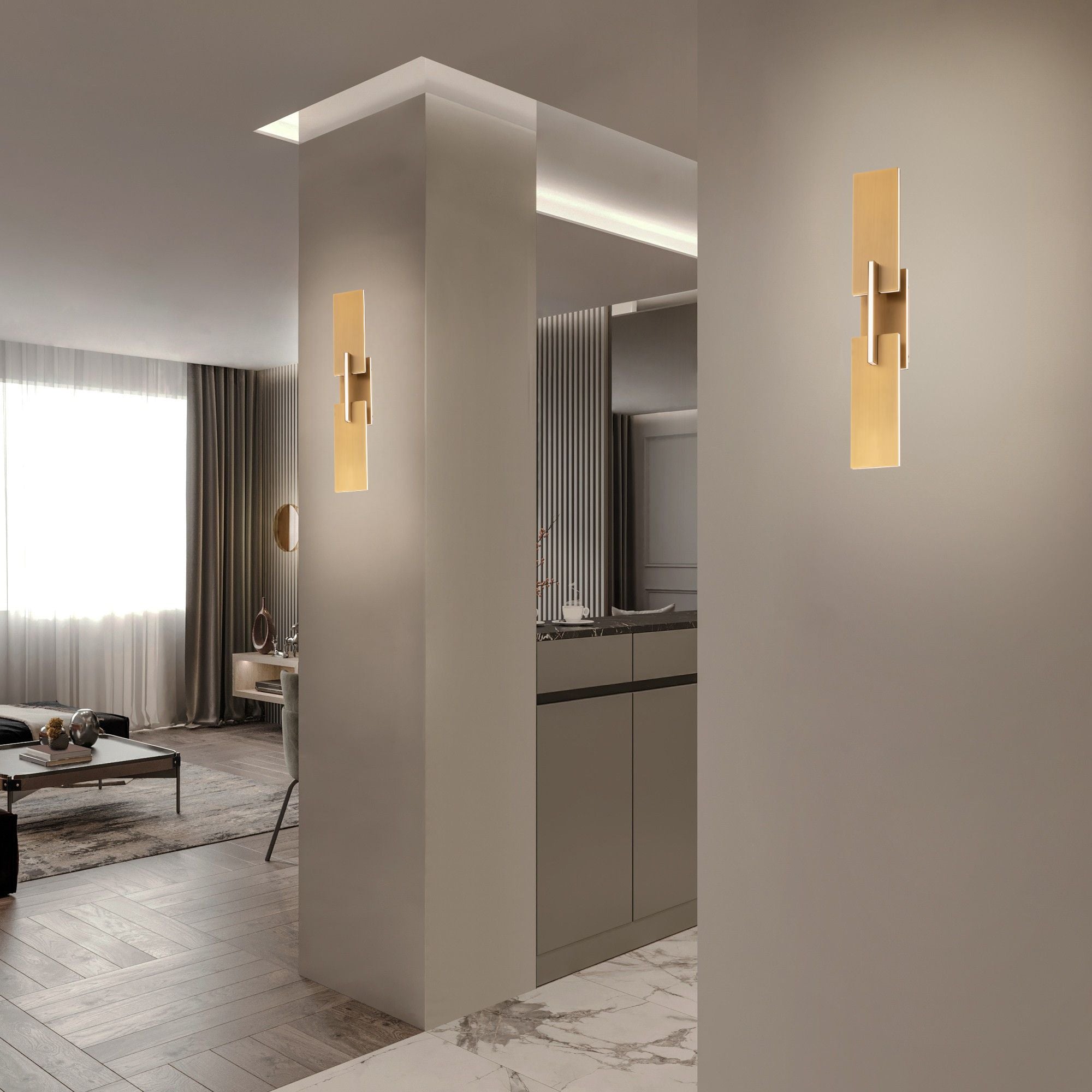 Amari 22" LED Wall Sconce, Aged Brass Finish - Bees Lighting