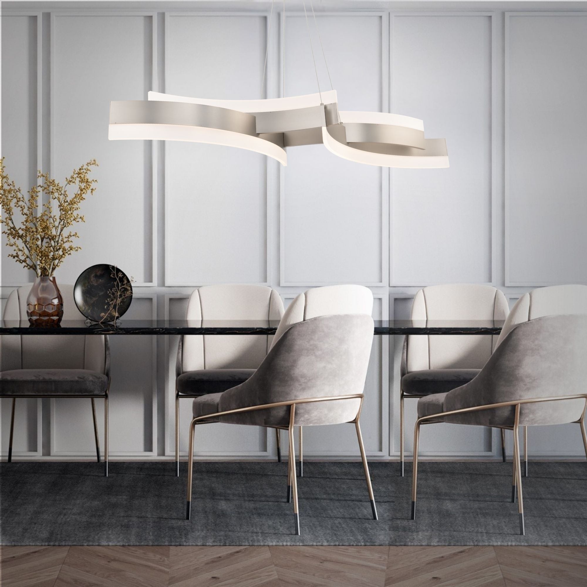 Arcs 57" LED Pendant Light, Brushed Nickel Finish