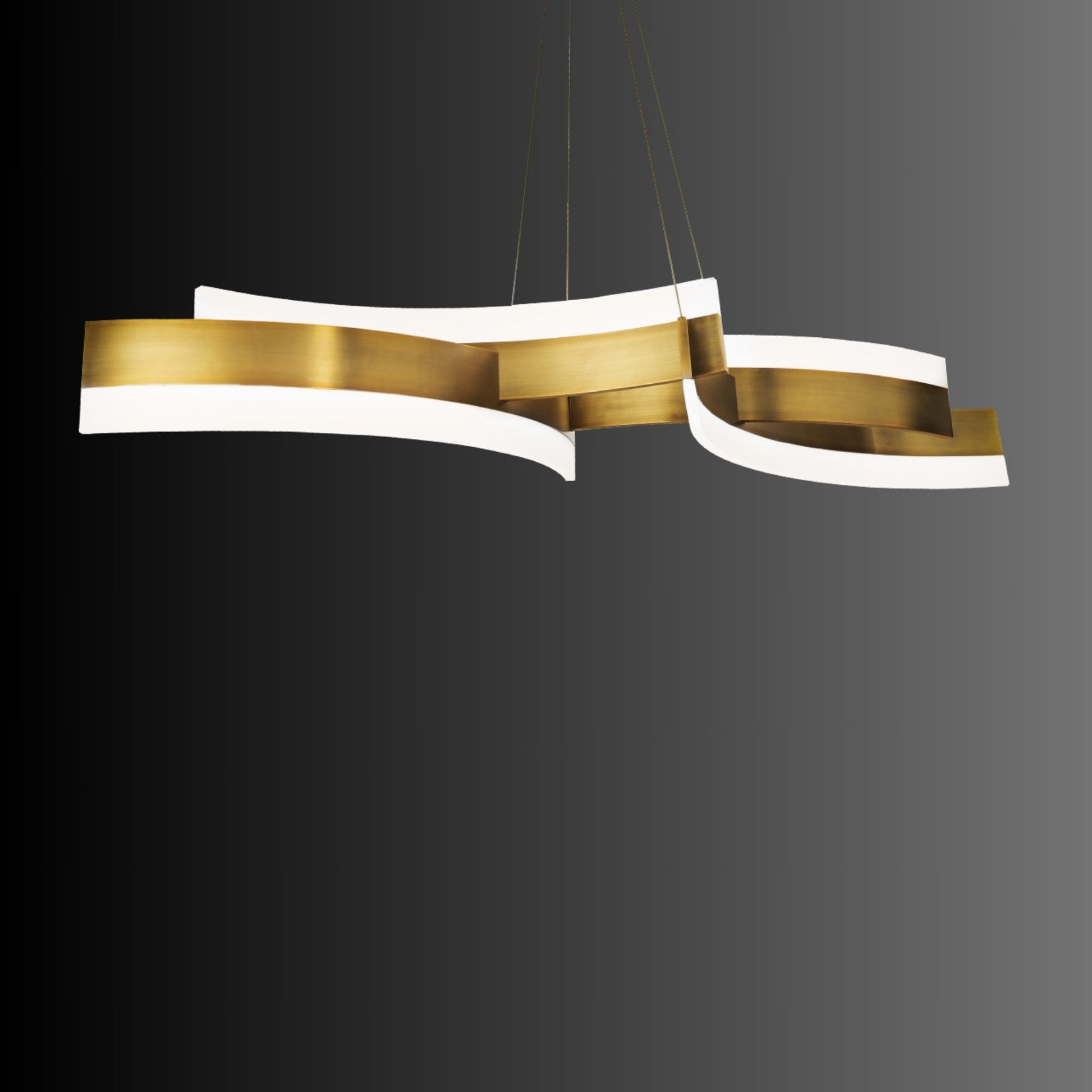 Arcs 58" LED Linear Pendant, Aged Brass Finish - Bees Lighting