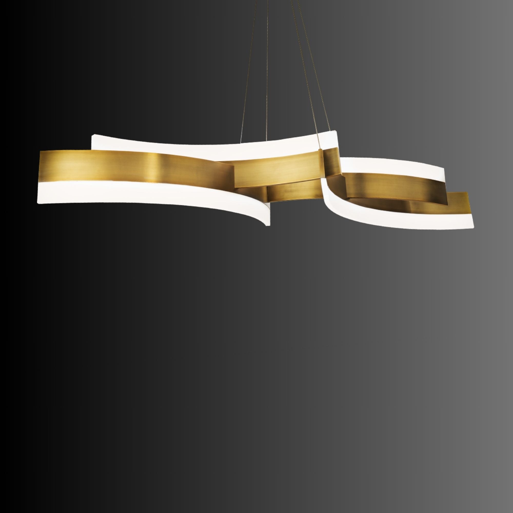 Arcs 58" LED Linear Pendant, Aged Brass Finish - Bees Lighting