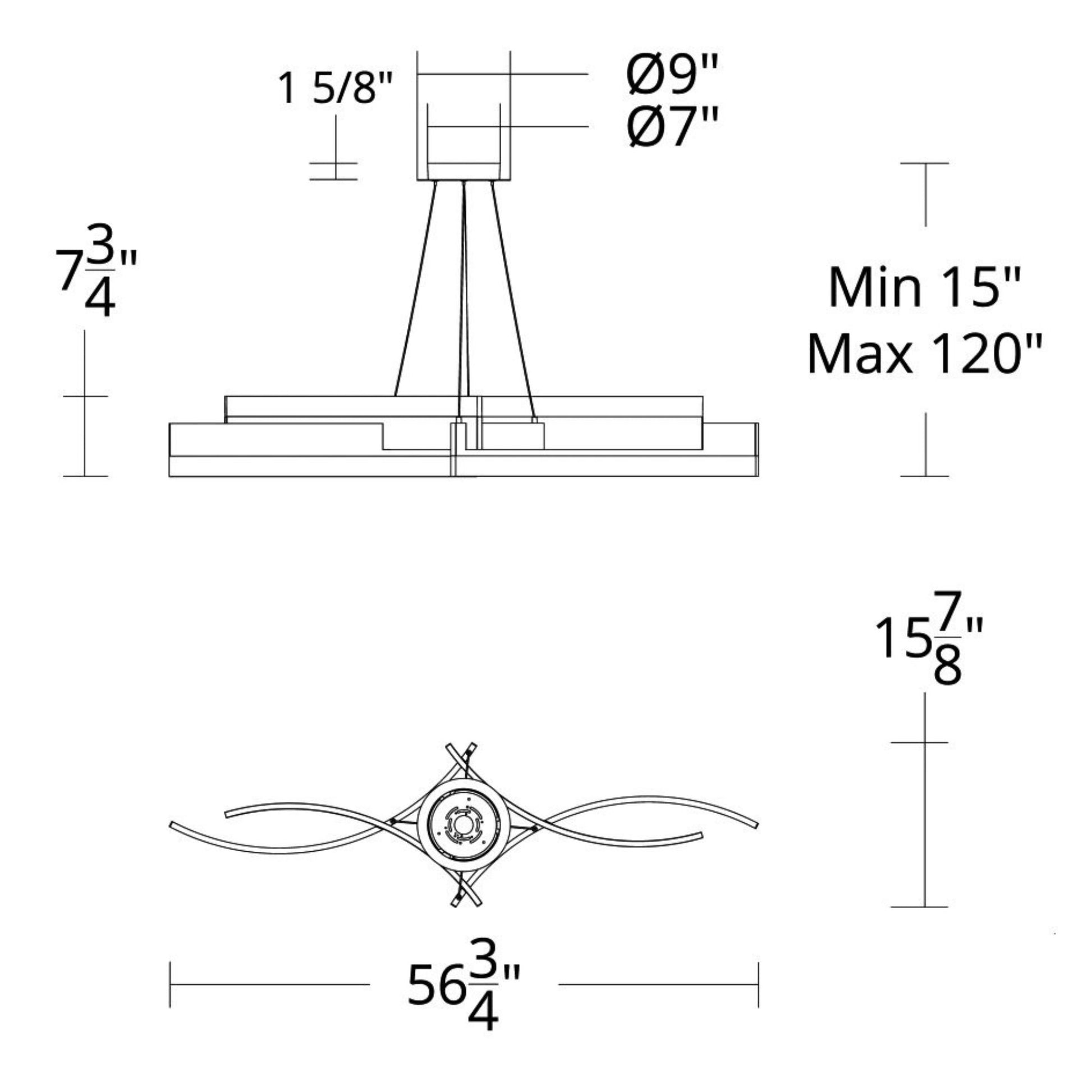 Arcs 58" LED Linear Pendant, Black Finish - Bees Lighting